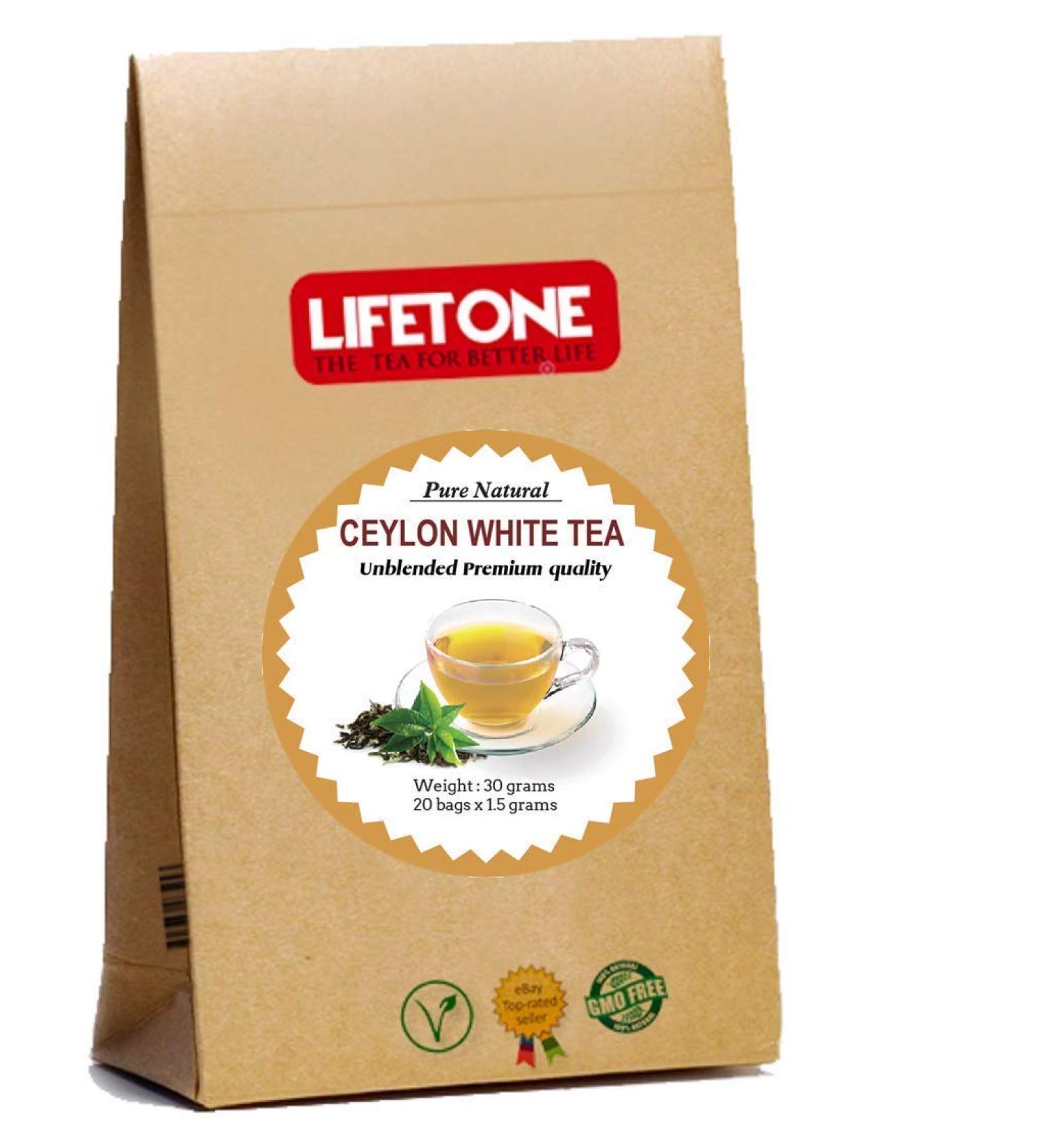 lifetone the tea for better life White Tea | Silver Needle Tea | Ceylon Silver Tips | 20 teabags 40g