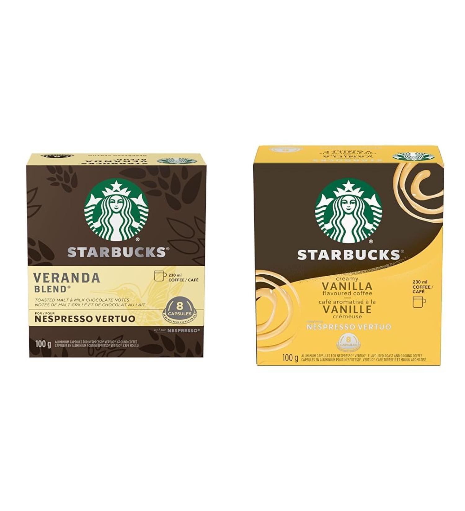 Starbucks by Nespresso Veranda Blend Blonde Roast Coffee Pods Nespresso Vertuo Line & Creamy Vanilla for NESPRESSO VERTUO Flavoured Blonde Roast Coffee Sweet Vanilla And Biscuit Notes Coffee+Creamy Vanilla Veranda 8 count (Pack of 1)