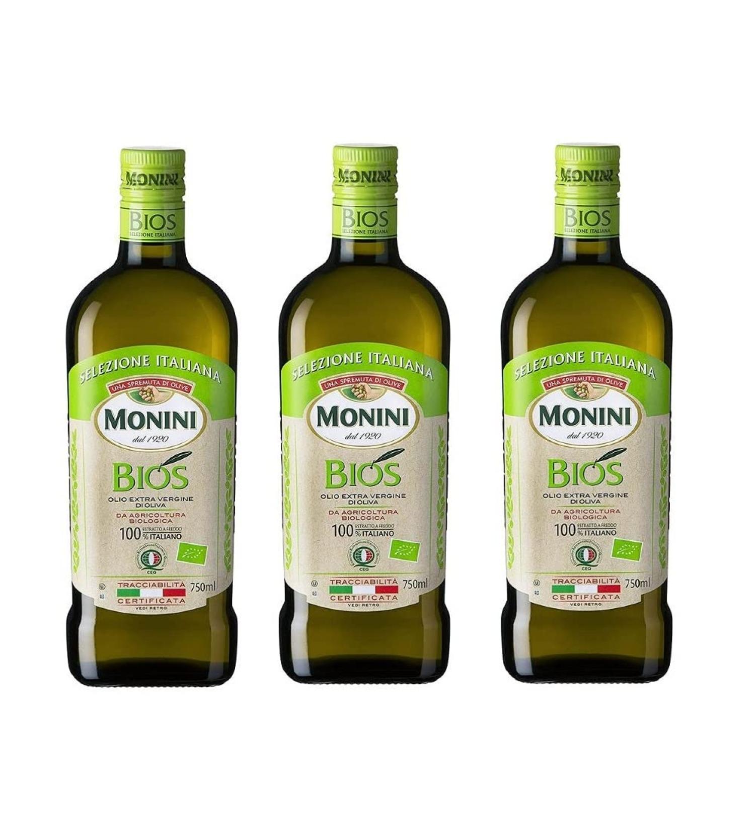 Monini Monini Bios Organic Extra Virgin Olive Oil 750 ml (Pack of 3)