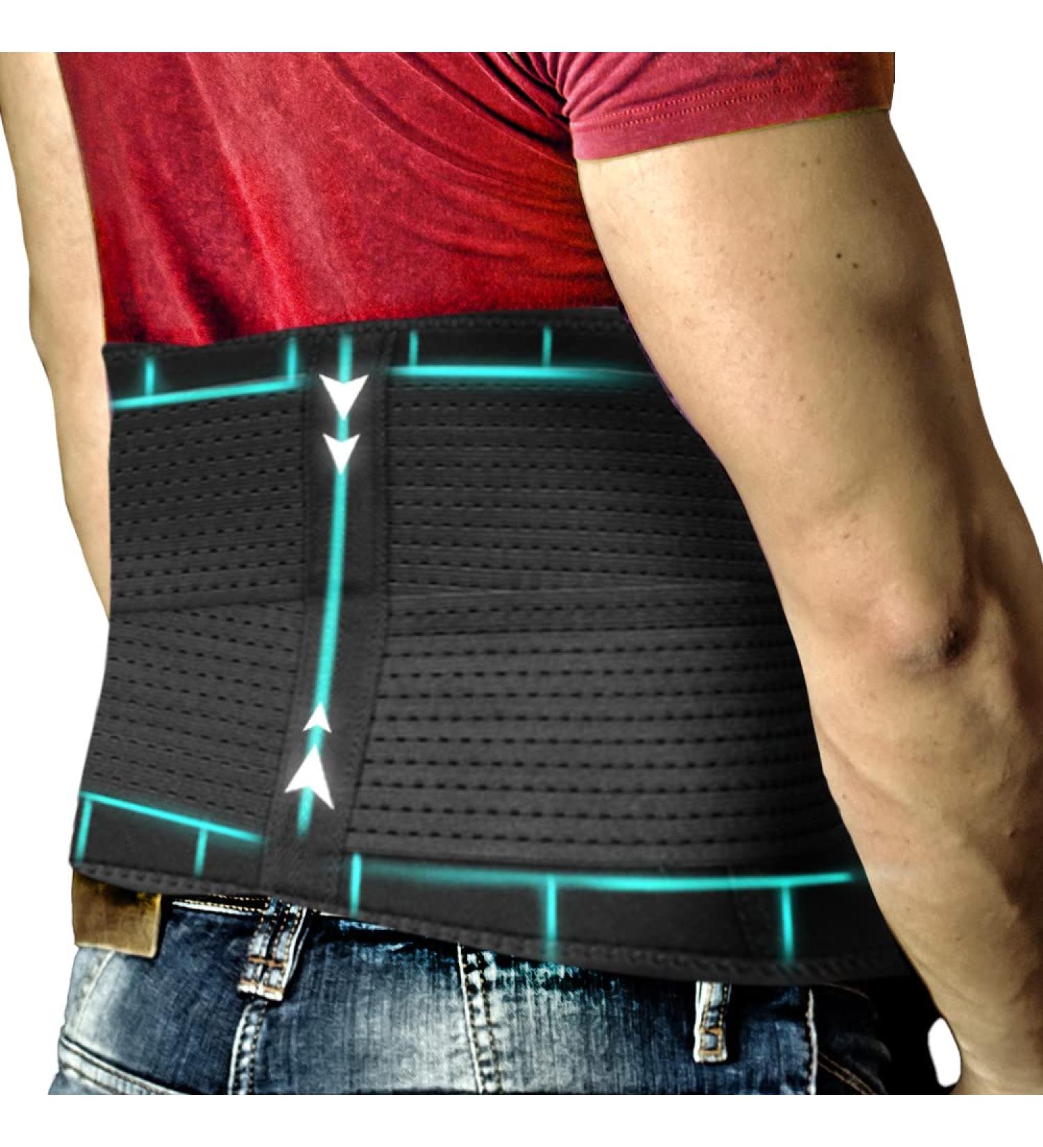 MoveFix Copper Infused Back Brace for Men and Women - X-Large Black - Lower Back Pain Relief, Heavy Lifting Support, Scoliosis - Back Support Belt - Buy Online on GoSupps.com