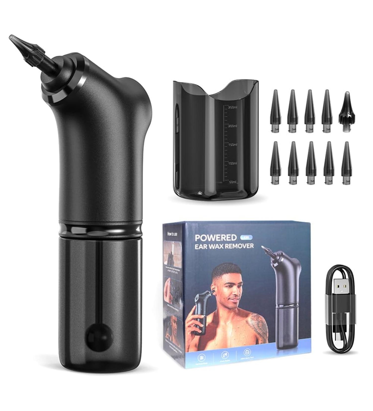 rumoe Electric Ear Removal Kit Powered Ear Cleaning Kit with 4 Pressure Ear Removal Tool for Adults Black - Buy Online on GoSupps.com