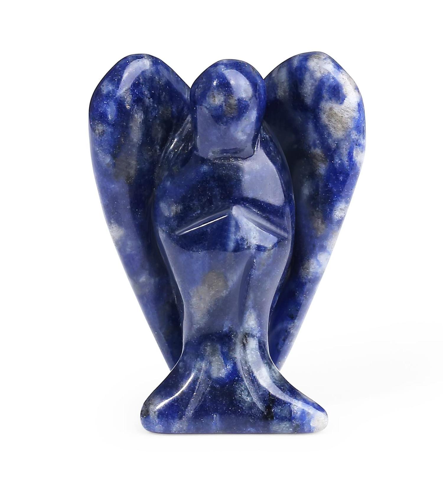Xiannvxi 38mm Blue Sodalite Guardian Angel Figure | Healing Crystal Gemstone Statue | Reiki Gift & Polished Stone Decor - Buy Online on GoSupps.com