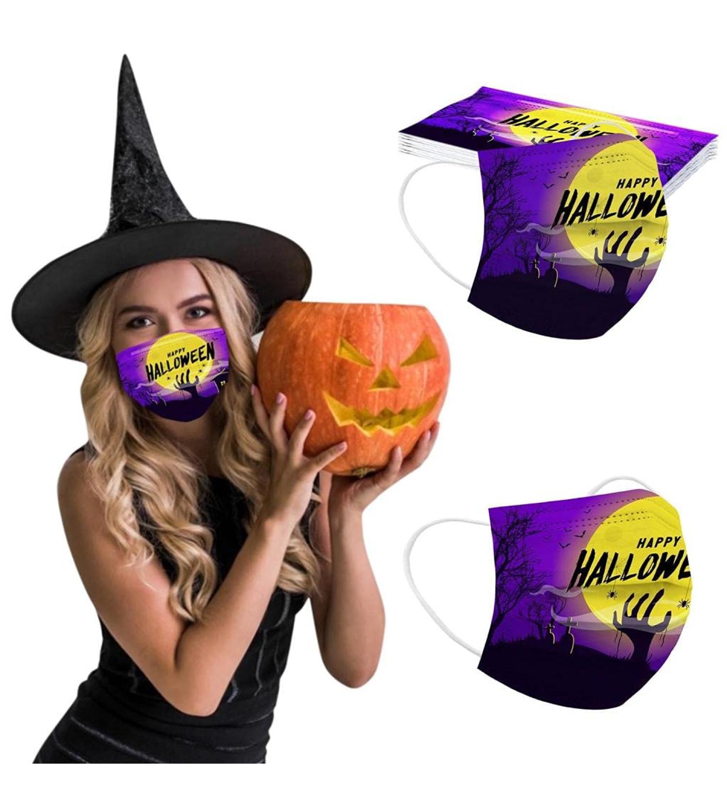 3 Ply Disposable_Face_Mask with Halloween Cute Pattern Design Comfortable Covers Suitable For Adults Outdoor Use Protection - Buy Online on GoSupps.com