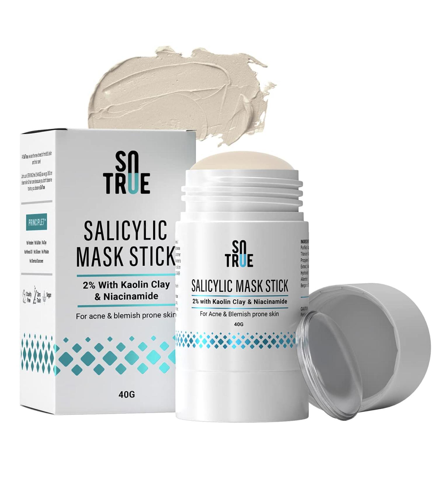 Sotrue 2% Salicylic Acid Face Mask Stick - Acne & Blackhead Treatment with Kaolin Clay | Deep Exfoliation Reduces Oil & Blemishes | 40G - Buy Online on GoSupps.com