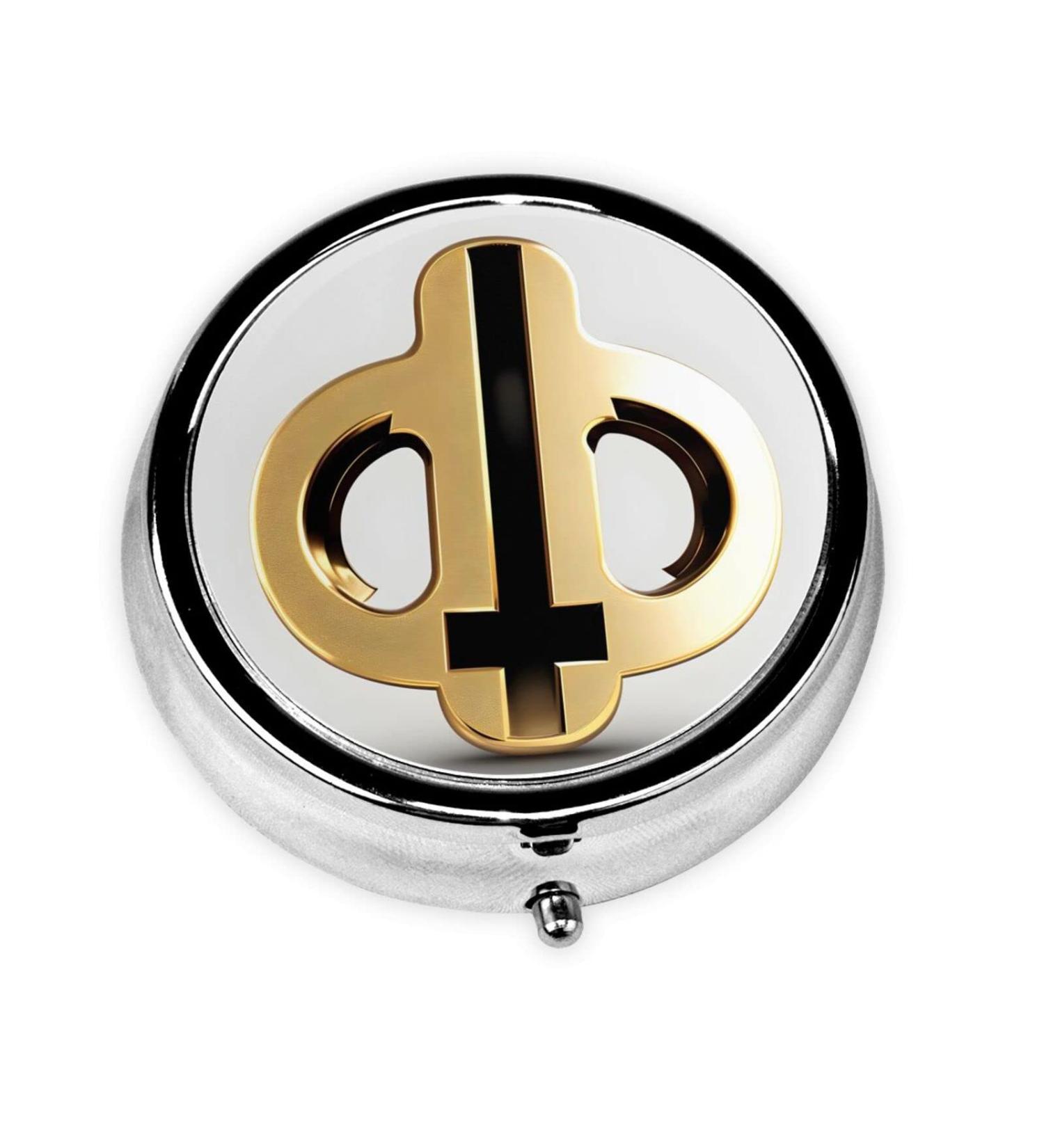 Golden Pattern Round Pill Box - 3 Compartment Portable Organizer for Travel - Perfect for Purse & Pocket - Buy Online on GoSupps.com