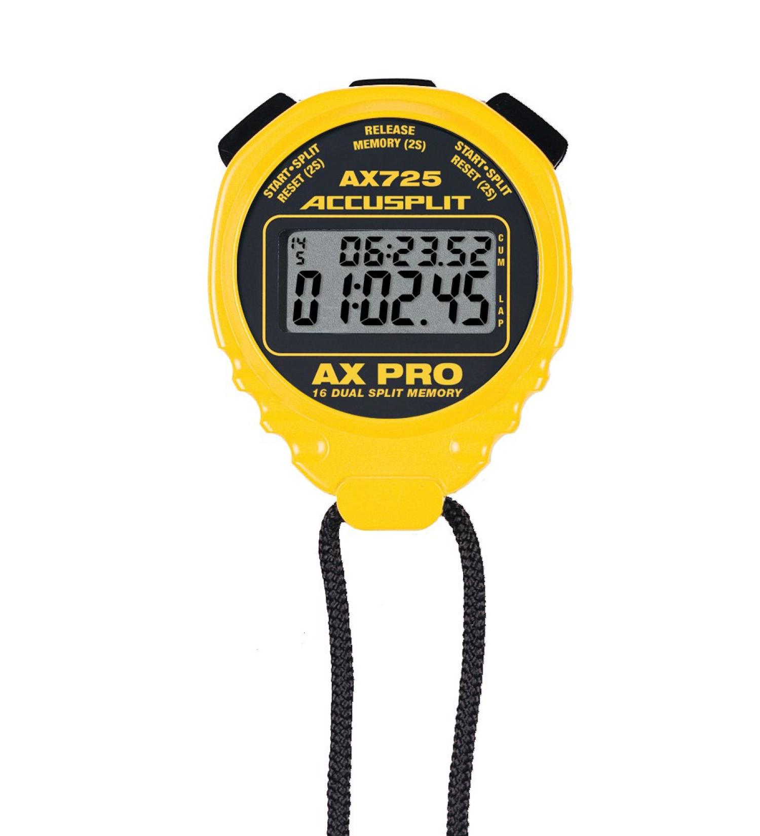 ACCUSPLIT AX725 Dual Line 16 Memory Pro Stopwatch Yellow