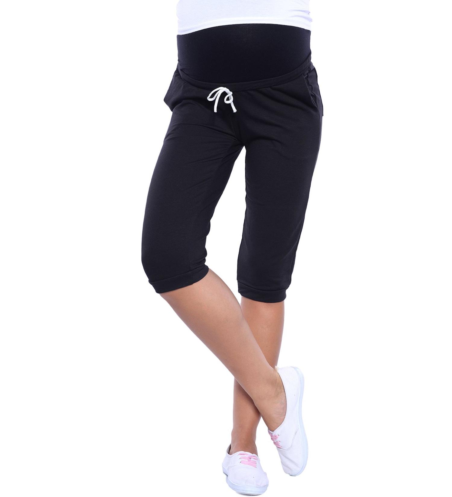 MijaCulture Capri Maternity Pants Short 4090 M Black - Comfortable and Stylish Pregnancy Trousers - Buy Online on GoSupps.com