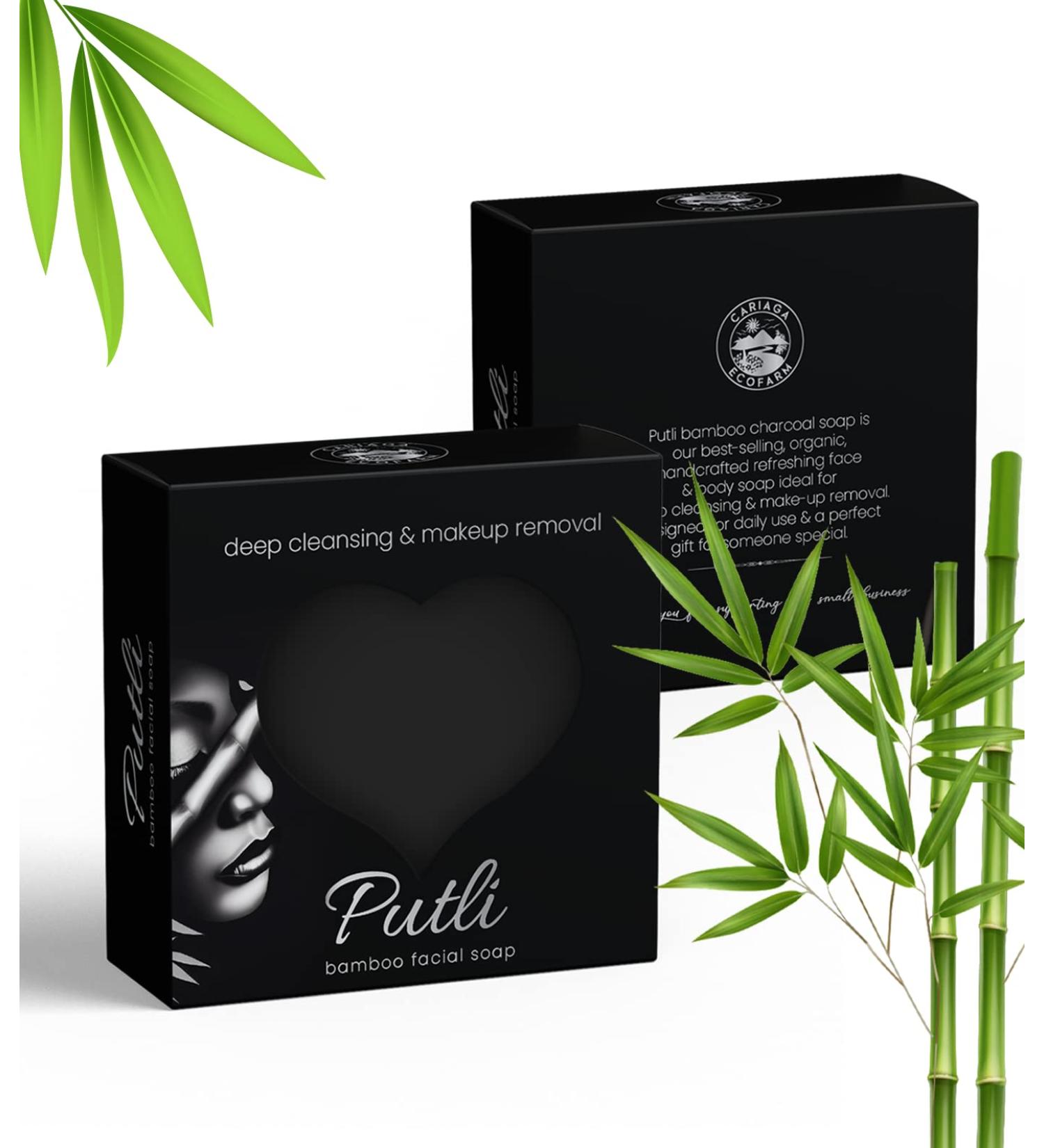 PUTLI Bamboo Facial Soap - Deep Cleansing Charcoal Face Wash & Makeup Remover | Best Eco-Friendly Facial Cleanser - Buy Online on GoSupps.com