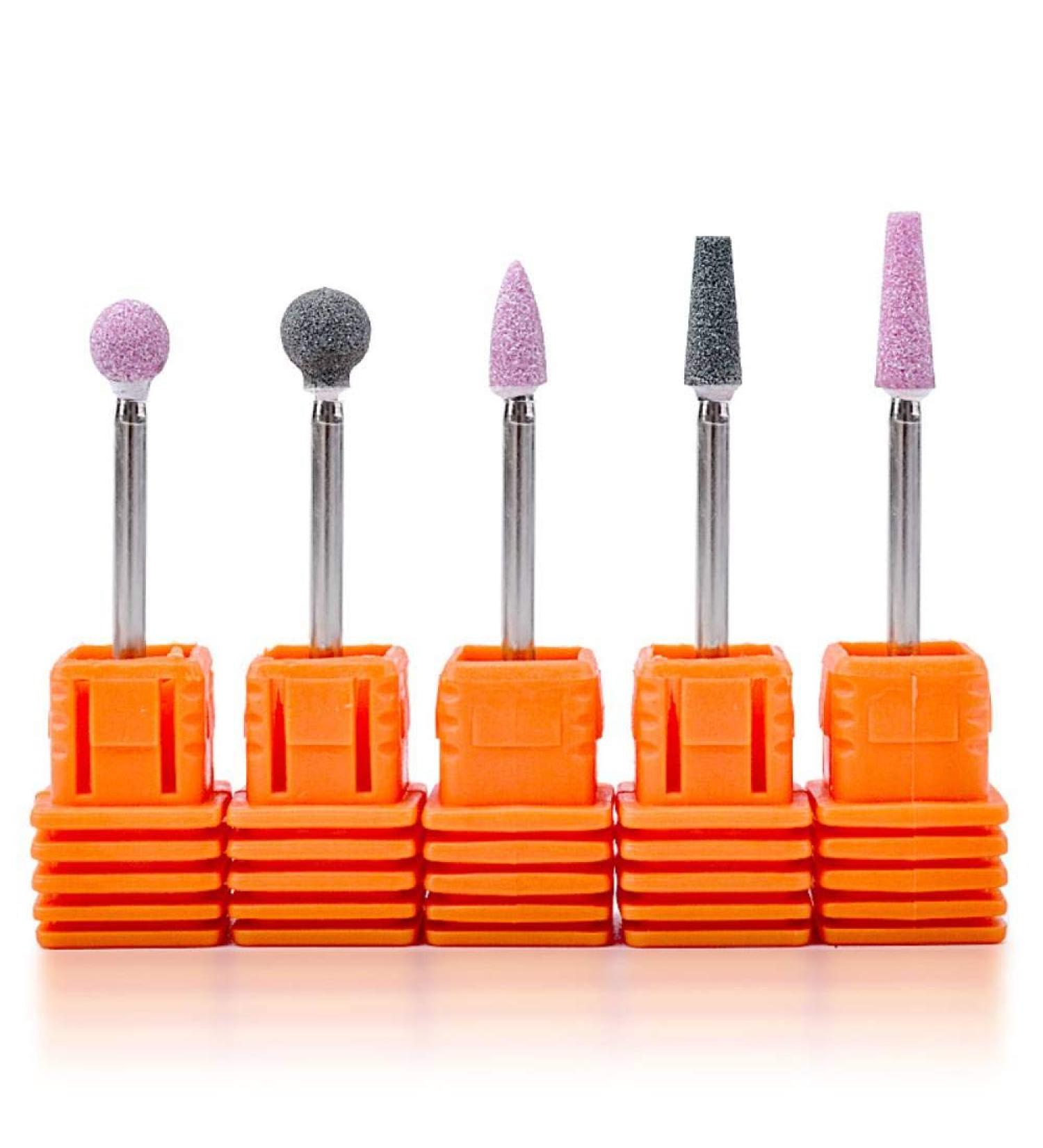 5pcs Ceramic Stone Nail Drill Bits Set for Manicure Machines - 3/32 Rotate Burr Cuticle Milling Tools - Buy Online on GoSupps.com