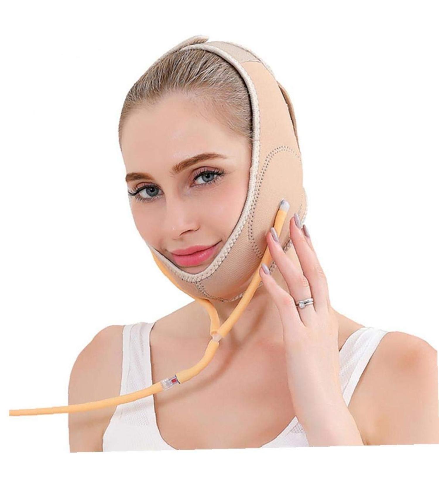 Bravolune Face Lifting Chin Strap - Lose Weight & Firm Skin - Beige Doppelkinringe Belt - Buy Online on GoSupps.com