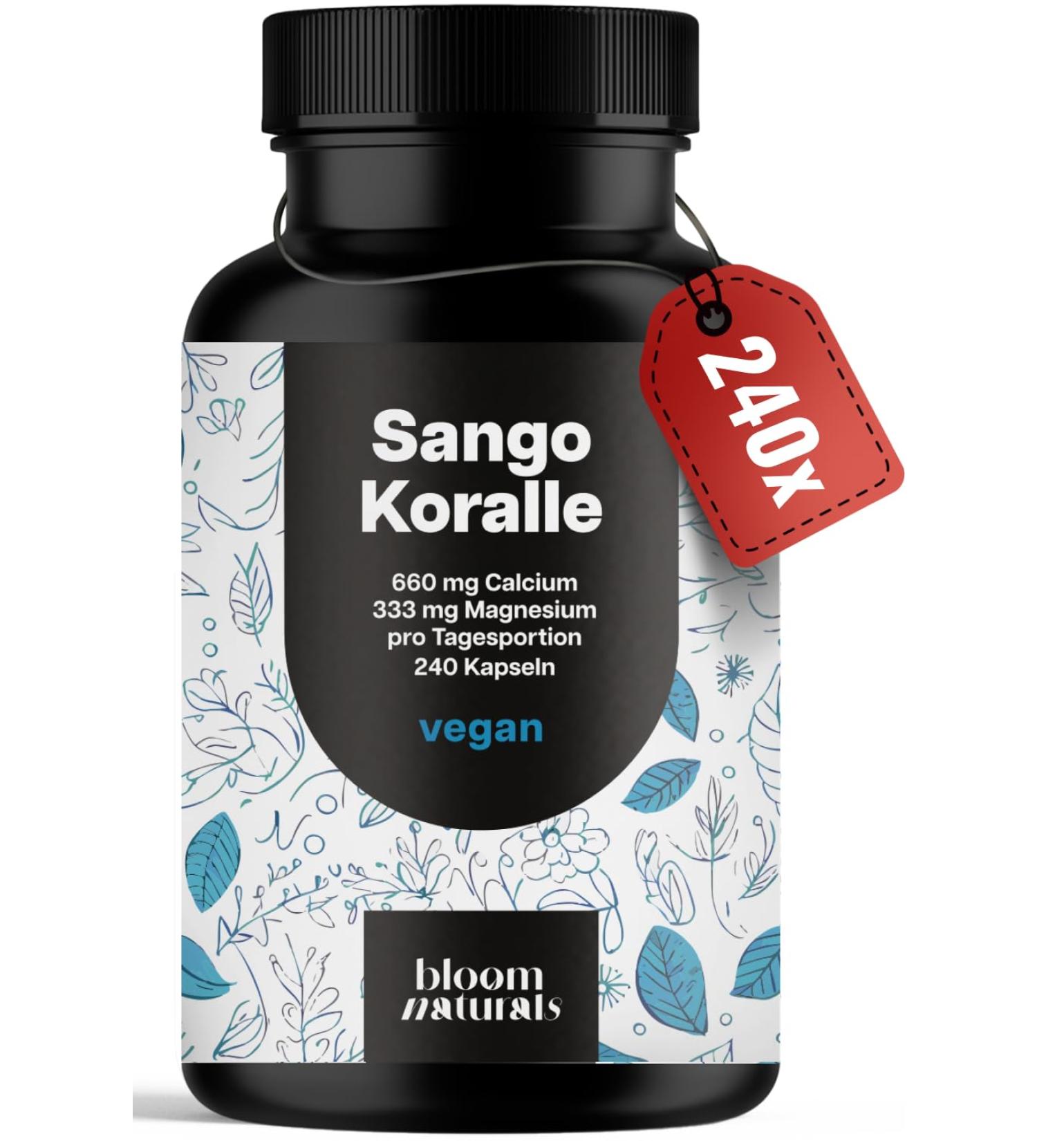 Sango High Dosed Sea Coral Capsules - 240 Capsules - Natural Calcium & Magnesium Vegan & Made in Germany - Packaging May Vary - Lab Tested - Buy Online on GoSupps.com