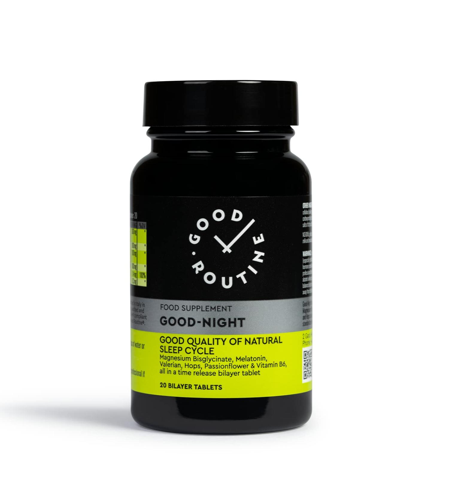 GOOD-NIGHT (20 Billilayer Tablets) - Valerian Passionflower Magnesium Bisglycinate Melatonin Supports the Nervous System at Night Quality Sleep Deep Repairing No Addiction - Buy Online on GoSupps.com