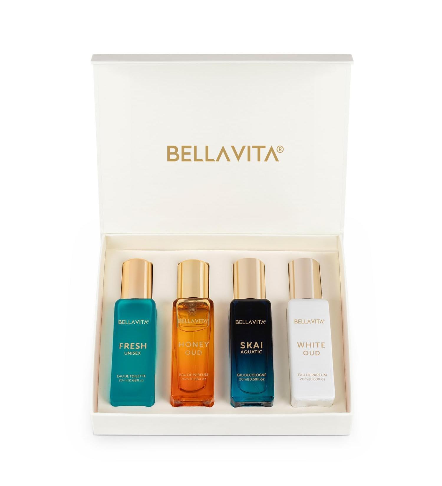Bella Vita- Perfume Set for Women and Men (4x0.68 fl. oz.) | Unisex | Includes: Skai Fresh White Oud Honey Oud | Ideal for trials gifting or mix-and-match - Buy Online on GoSupps.com