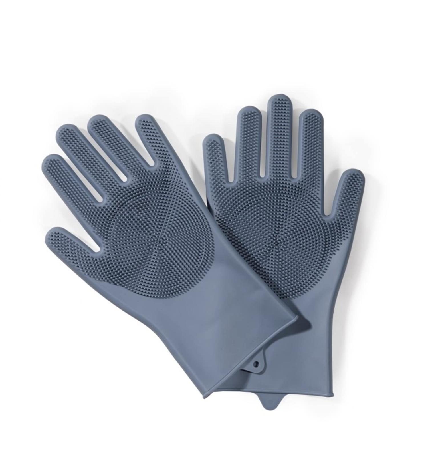 Dishwashing Gloves Magic Silicone Gloves Dish Washer Sponge Rubber Scrubbing Gloves Kitchen Cleaning Washing Bowls Gloves Tools - Buy Online on GoSupps.com