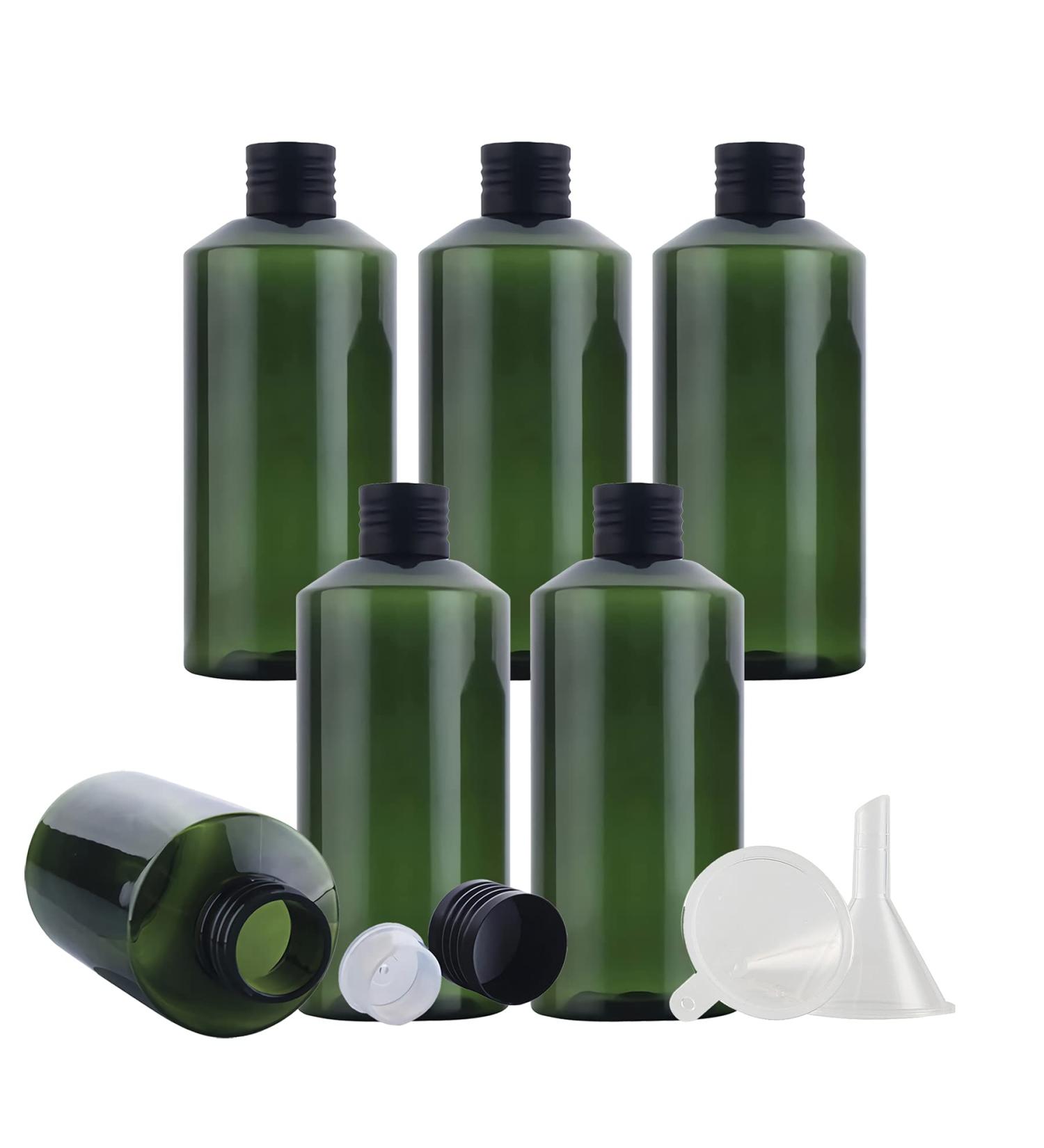 Tianzd 6-Pack 200ml Green Plastic Bottles with Black Aluminum Screw Caps & Orifice Reducers - Ideal for Essential Oils & Cosmetics | International Shipping Available - Buy Online on GoSupps.com