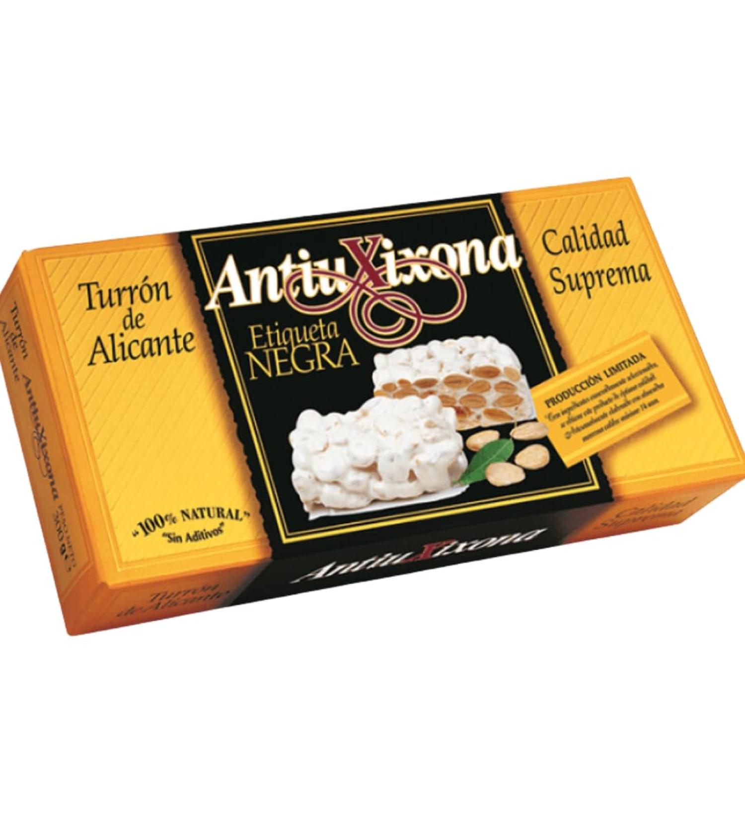 Nougat dur d'Alicante Antiu Xixona tiquette noire 150 g artisanale de Jijona