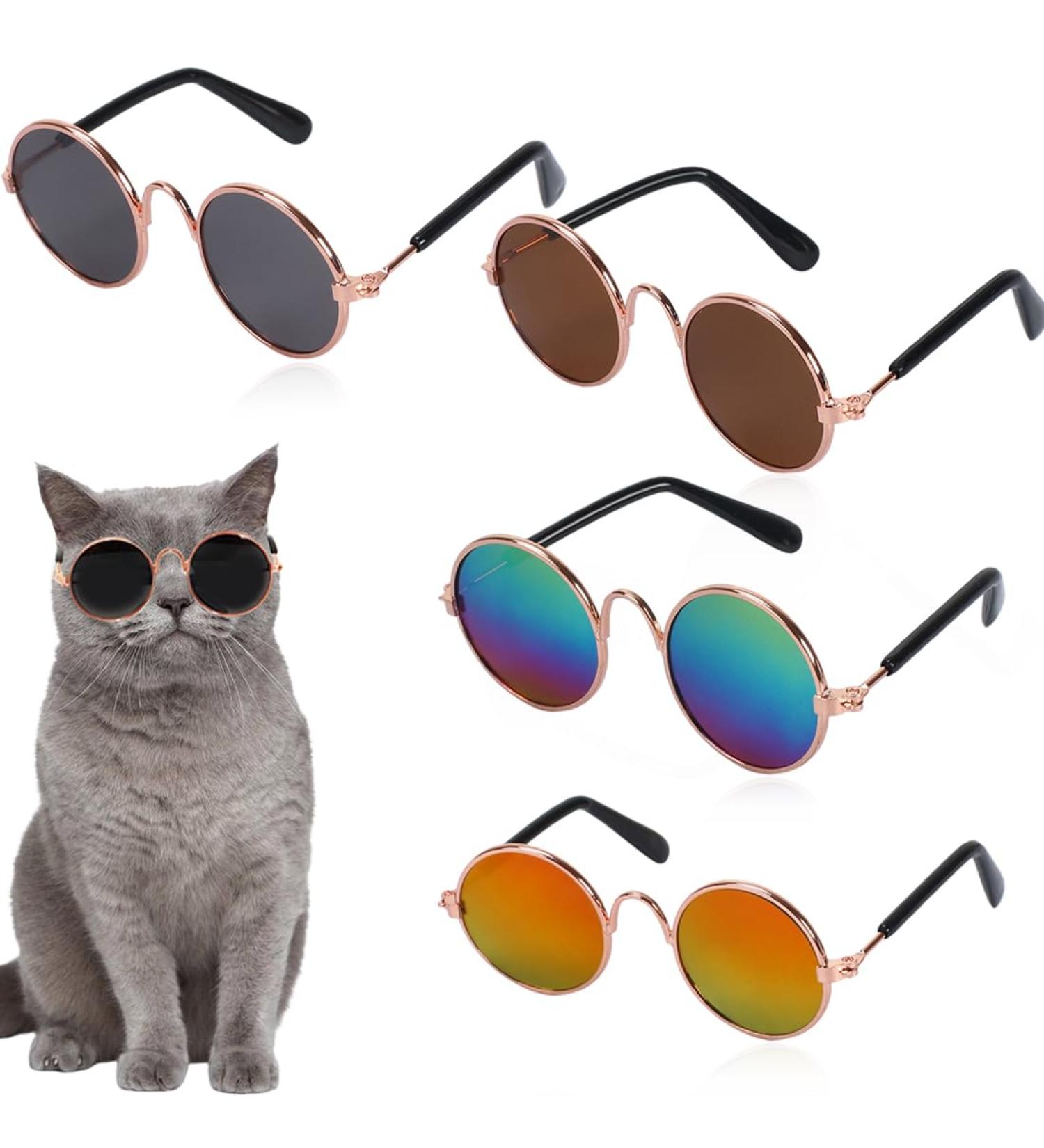 FEZF 4 Pieces Dog Glasses for Small Dogs | Stylish Sunglasses for Puppies & Kittens | Pet Eyewear - Buy Online on GoSupps.com