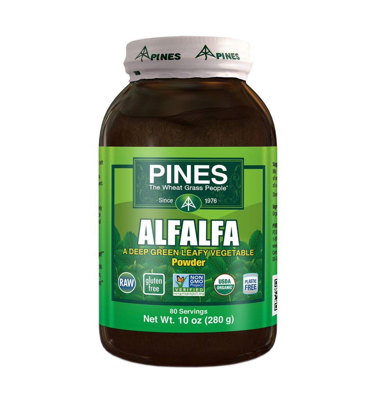 PINES Organic Alfalfa Powder, 10 Ounce Alfalfa Powder 10 Ounce (Pack of 1)
