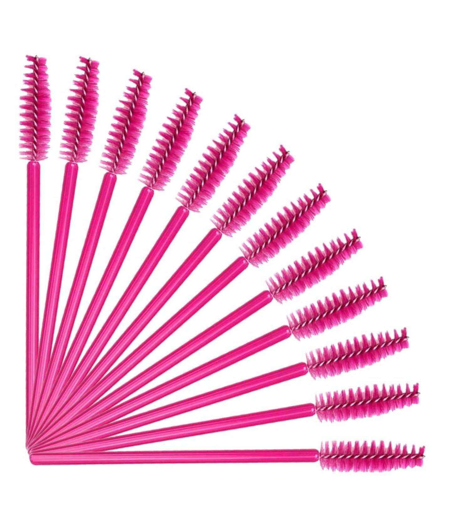 100 Pcs Pink Disposable Mascara Wands Eyelash Brush Spoolies for Eyebrow and Eye Lash Extension - Rose Color - Buy Online on GoSupps.com