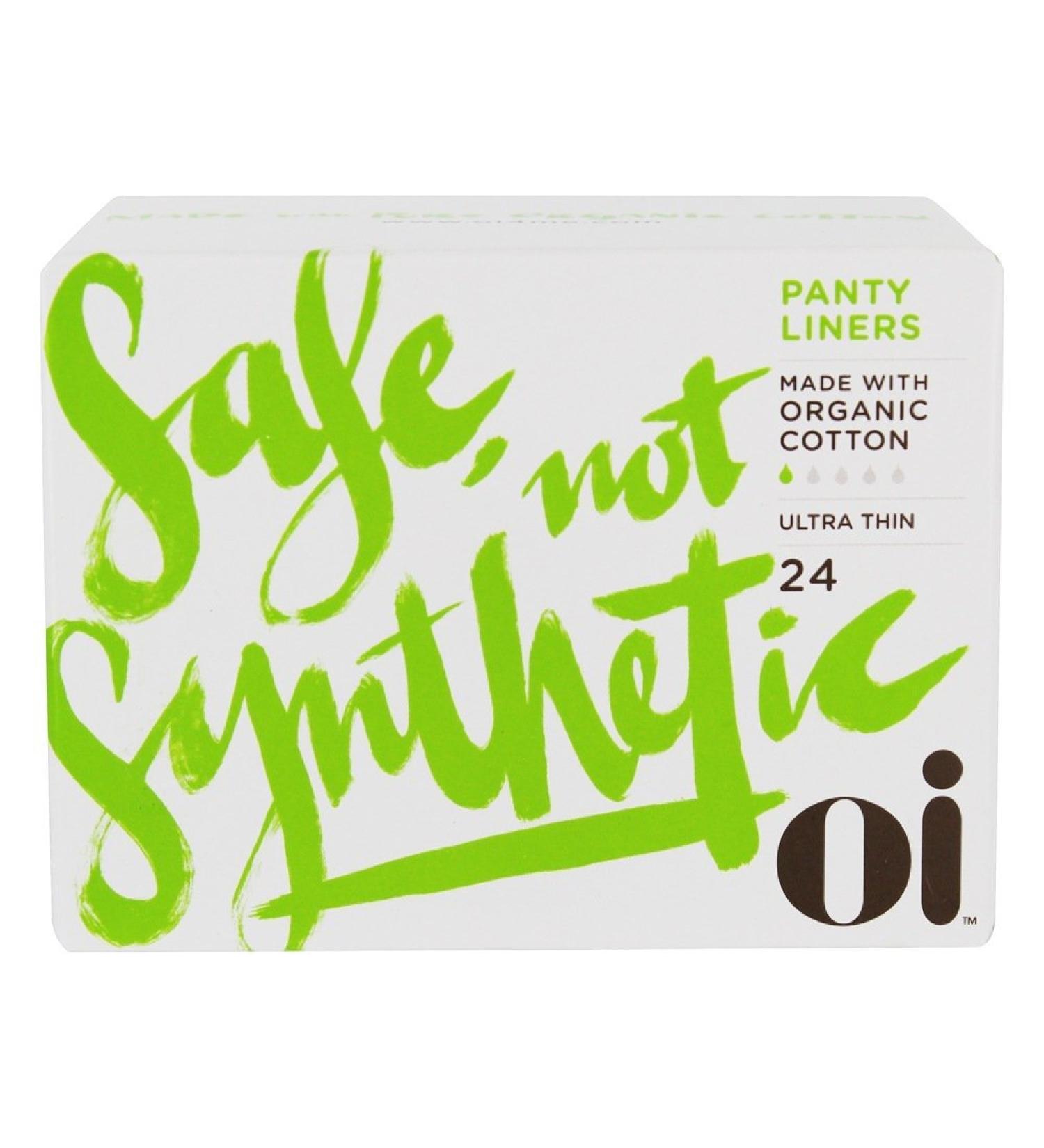 Oi - Organic Initiative Cotton Ultra Thin Panty Liners Convenient Comfortable Ideal for Light Spotting Organic Non GMO Perfume & Chlorine Bleach Free Box of 24 Liners