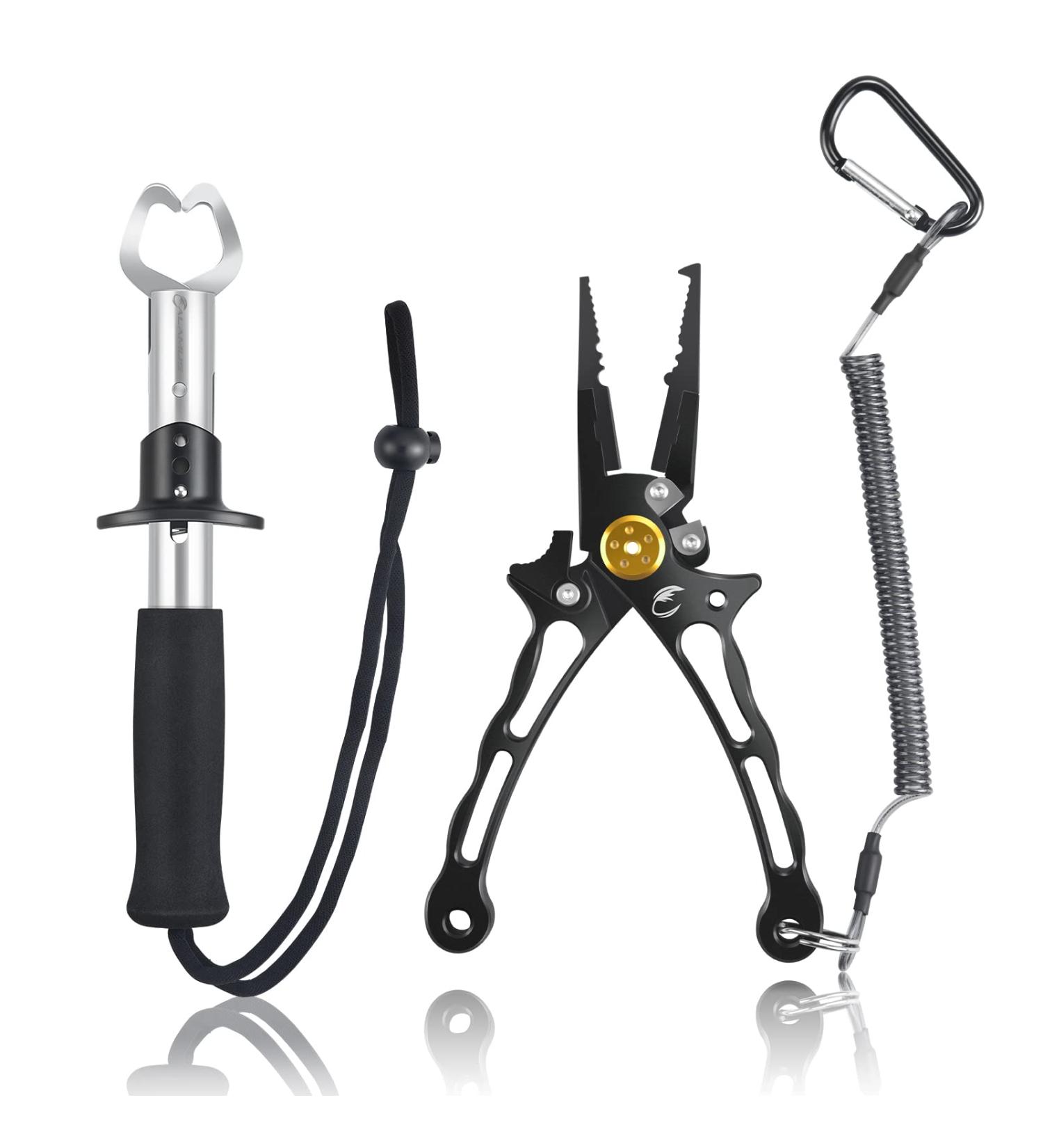 Calamus Fishing Pliers with Fish Lip Gripper  Lightweight Aluminum Fishing Tools  Line Cutter Hook Remover Split Ring Pliers  Fly Fishing kit  Ice Fishing Gear  Fishing Gifts for Men A:gold - Buy Online on GoSupps.com