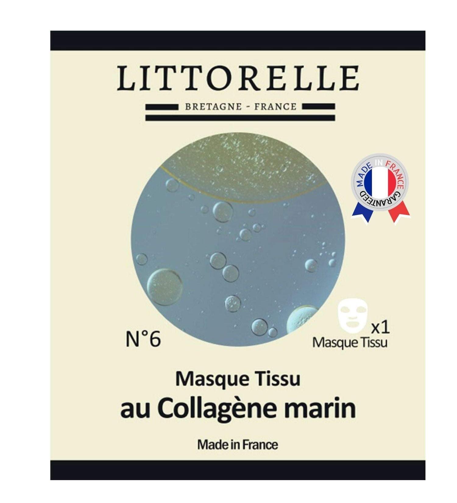 Littorelle 1x Tissue Face Mask Moisturising Serum with Collagen and Vitamin E - Made in France - Moisturising Plumping Revitalising - Anti-Aging Anti-Wrinkle- Sheet Mask for All Skin Types - Buy Online on GoSupps.com