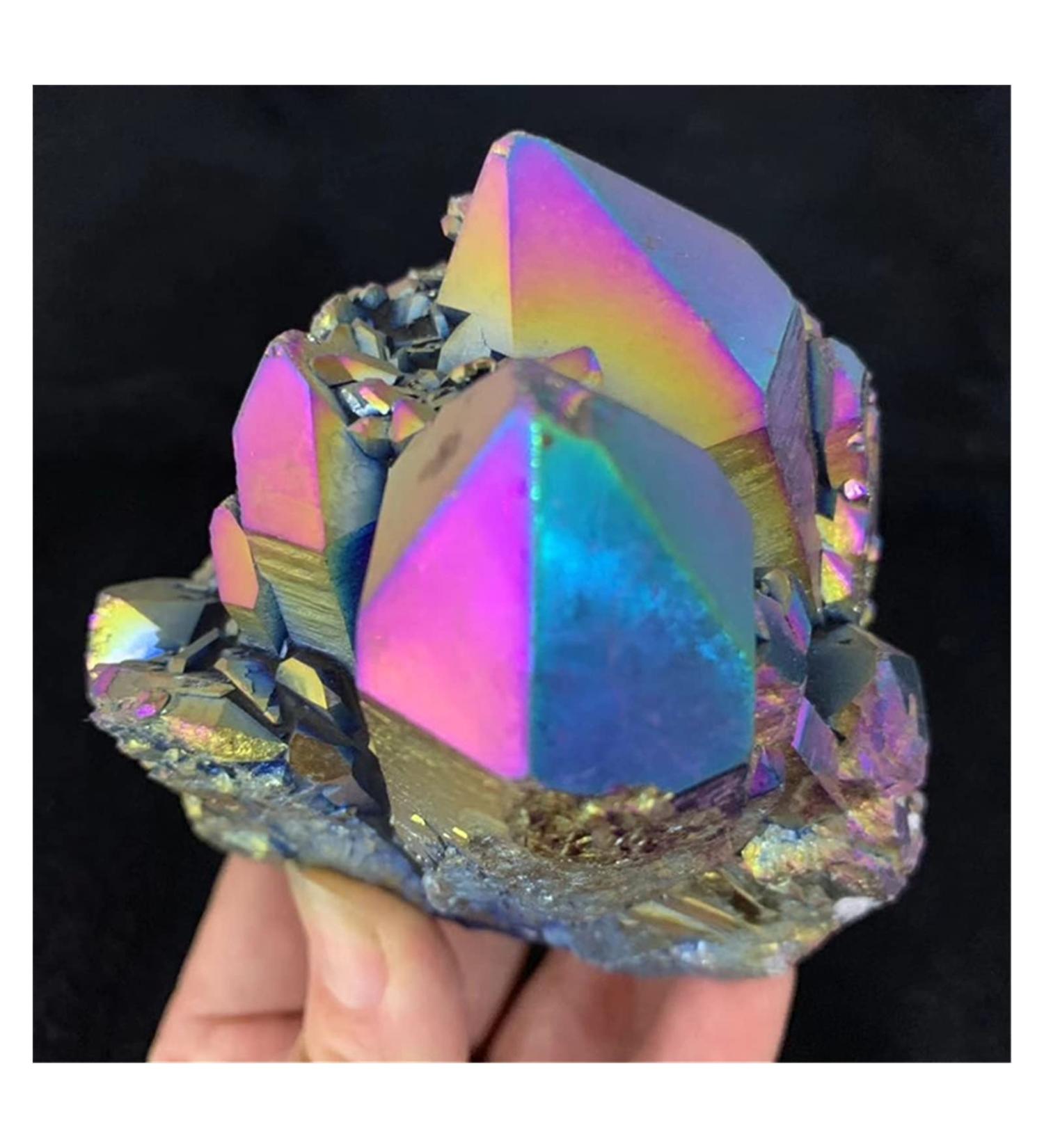Natural Rock Crystal Clusters Colorful Angel Aura Electroplated Quartz Minerals Specimen Ornament Home Decorative Stone Flowers Raw Stones and Minerals (Size : F/300-330g) (Size : B/150-180g) - Buy Online on GoSupps.com