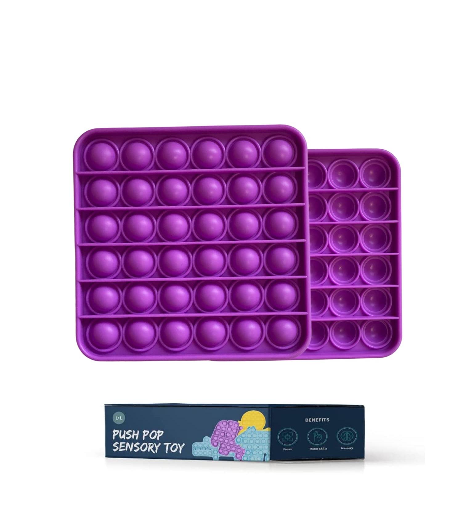 Lyft Livin Teether Push Pop Silicone Toy for Babies & Toddlers - Purple Square | Sensory Poppers for Autism & Motor Skill Development - Buy Online on GoSupps.com