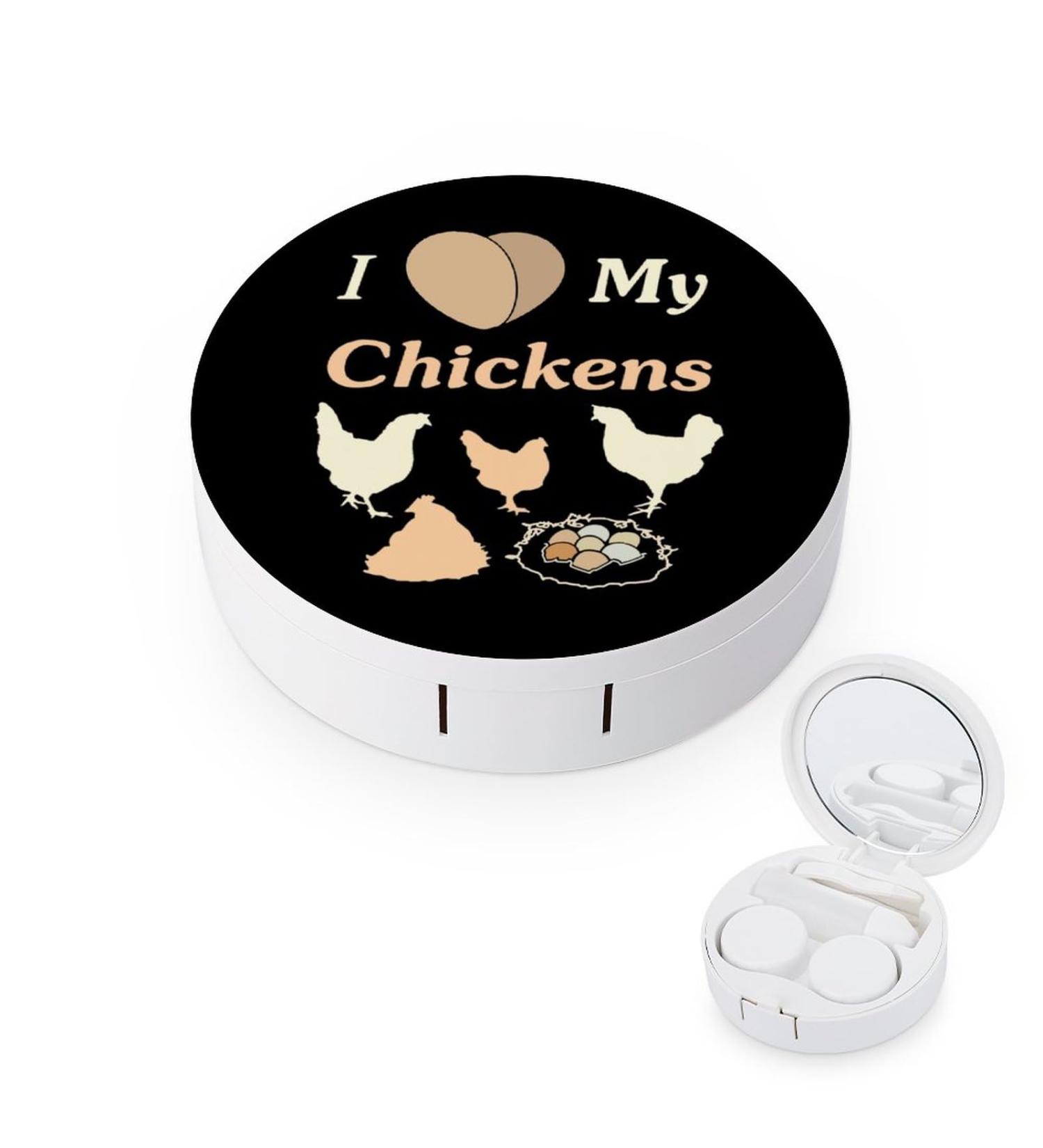 I Love My Chicken Contact Lens Case - Portable Travel Lens Box with Mirror for Fashionable Eyes - Buy Online on GoSupps.com