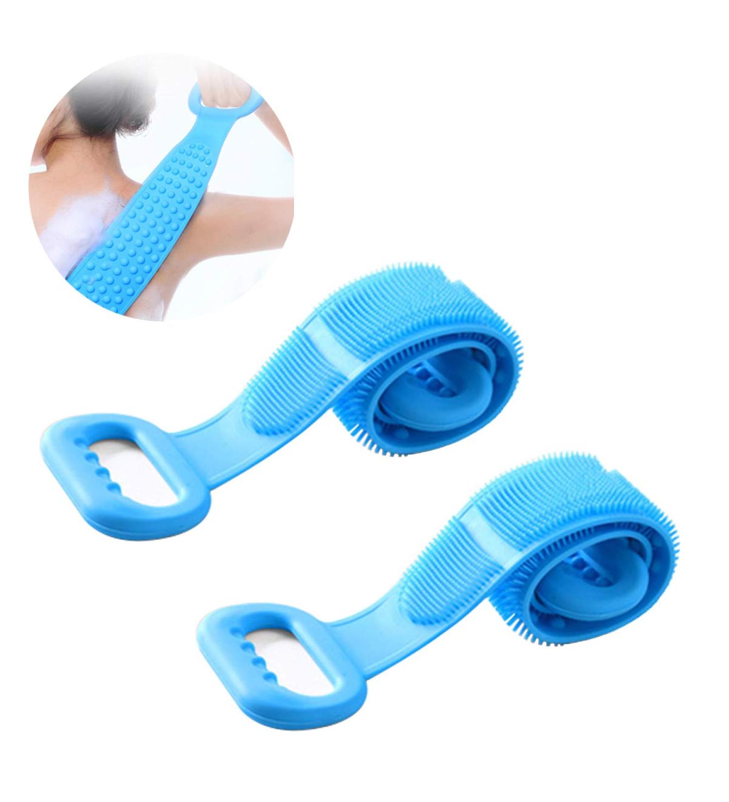 2 PCS Long Silicone Body Back Scrubber for Men, Women & Children - Blue - Buy Online on GoSupps.com