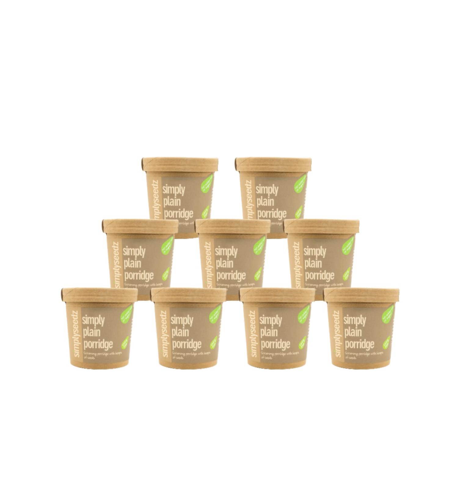 Simplyseedz Plain Instant Porridge Oat Pot 60g (9 x Pots) Compostable Recyclable Pot No added sugar High protein Prebiotic Vegan Wholegrain Unprocessed Vegan Simply Plain - Buy Online on GoSupps.com