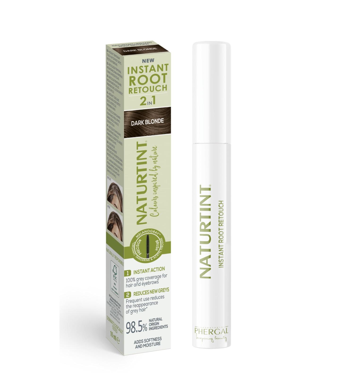  Naturtint Naturtint | Instant Root Retouch | Temporary gray hair repair for roots and eyebrows | Convenient and comfortable thanks to the brush | 98.5% natural ingredients | Dark Blonde | 10 ml - Buy Online on GoSupps.com