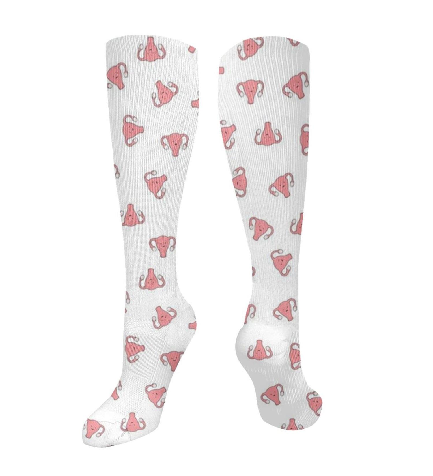 Buy Happy Crazy Uterus White Compression Socks for Men & Women - 15-20 mmHg for Running & Cycling Support - Buy Online on GoSupps.com