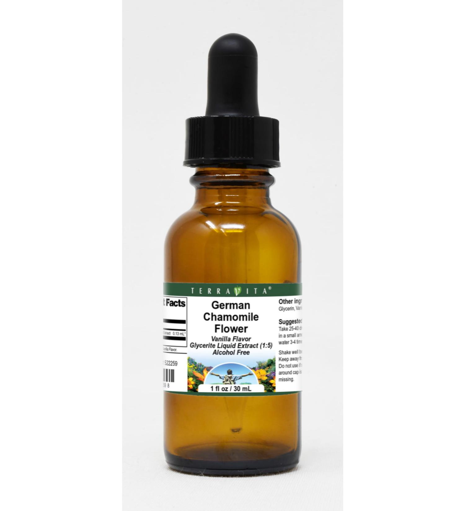 German Chamomile Flower Glycerite Liquid Extract (1:5) - Vanilla Flavored (1 oz ZIN: 522259) - 3 Pack - Buy Online on GoSupps.com