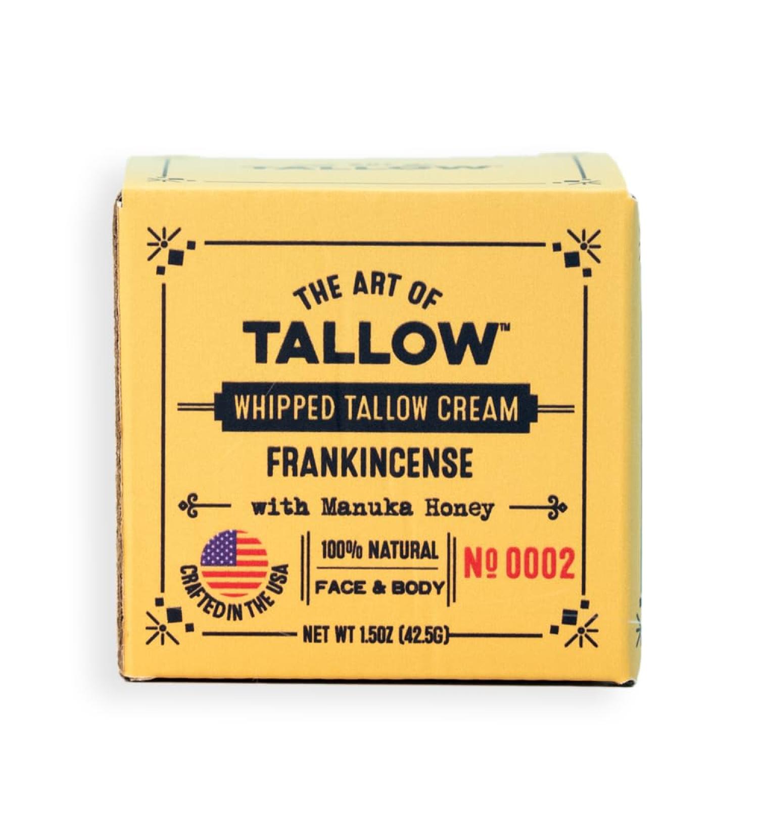The Art of Tallow Frankincense Whipped Tallow Cream with Manuka Honey (1.5 oz) | 100% Grass-Fed & Grass-Finished Tallow + Organic Jojoba Oil | Non-Comedogenic Face & Body Balm | Made in USA