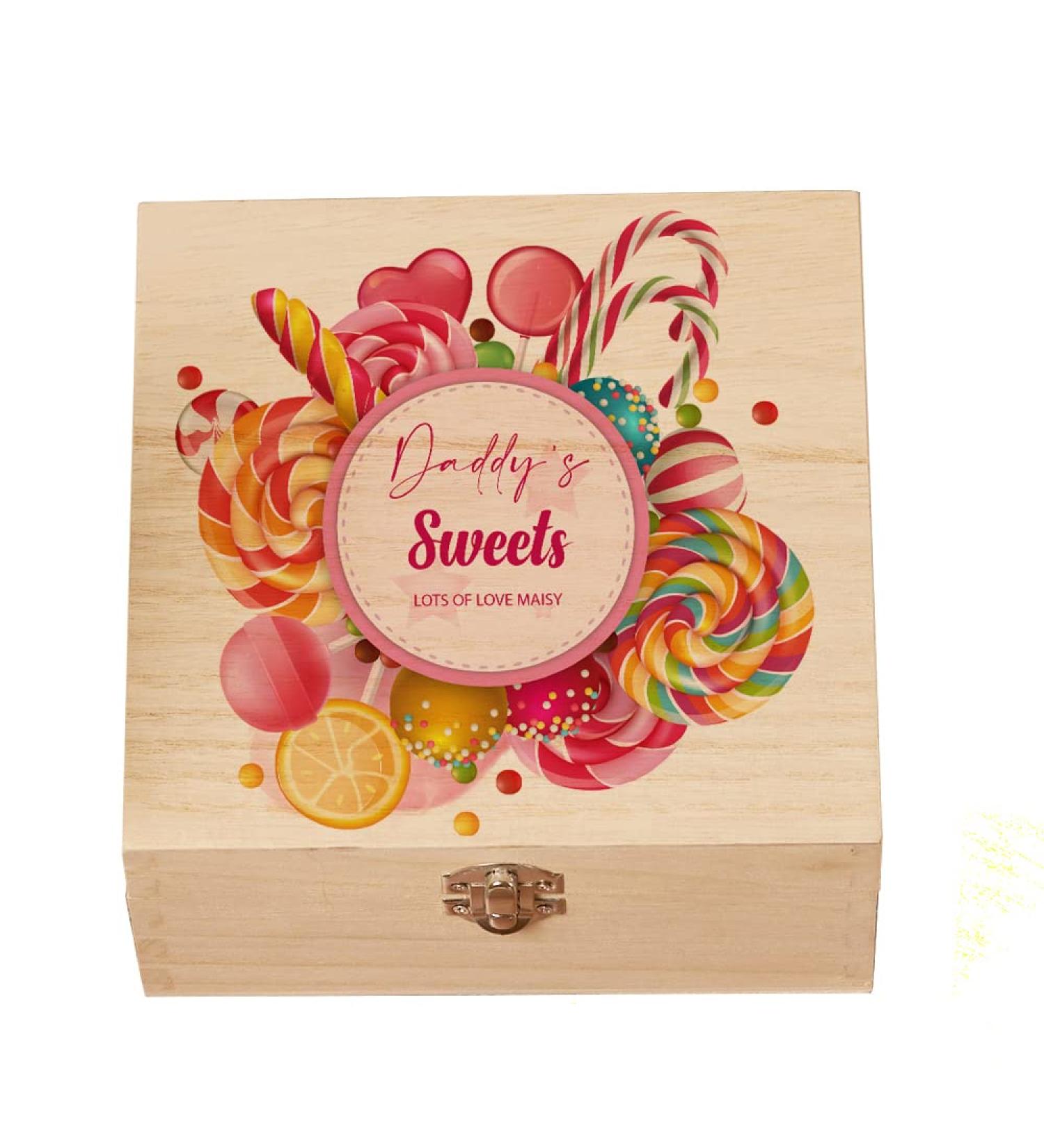 ukgiftstoreonline Personalised Daddy Candy and Sweets Wooden Box Gift - Buy Online on GoSupps.com