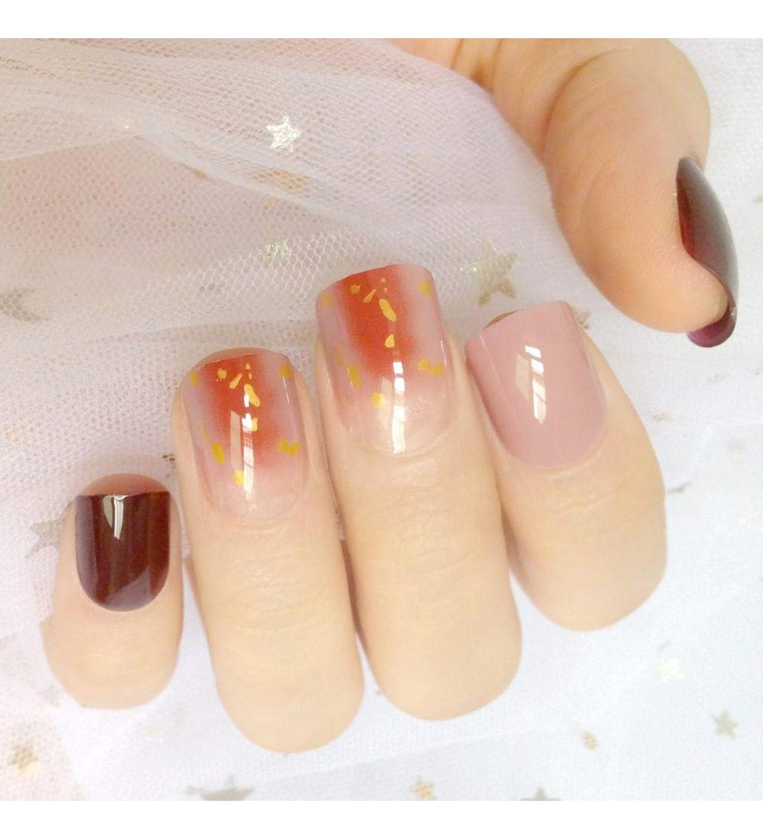 Shop Hujl 24-Part Dark Brown Gradient Artificial Nails - DIY Nail Art for Stunning Manicures - Buy Online on GoSupps.com