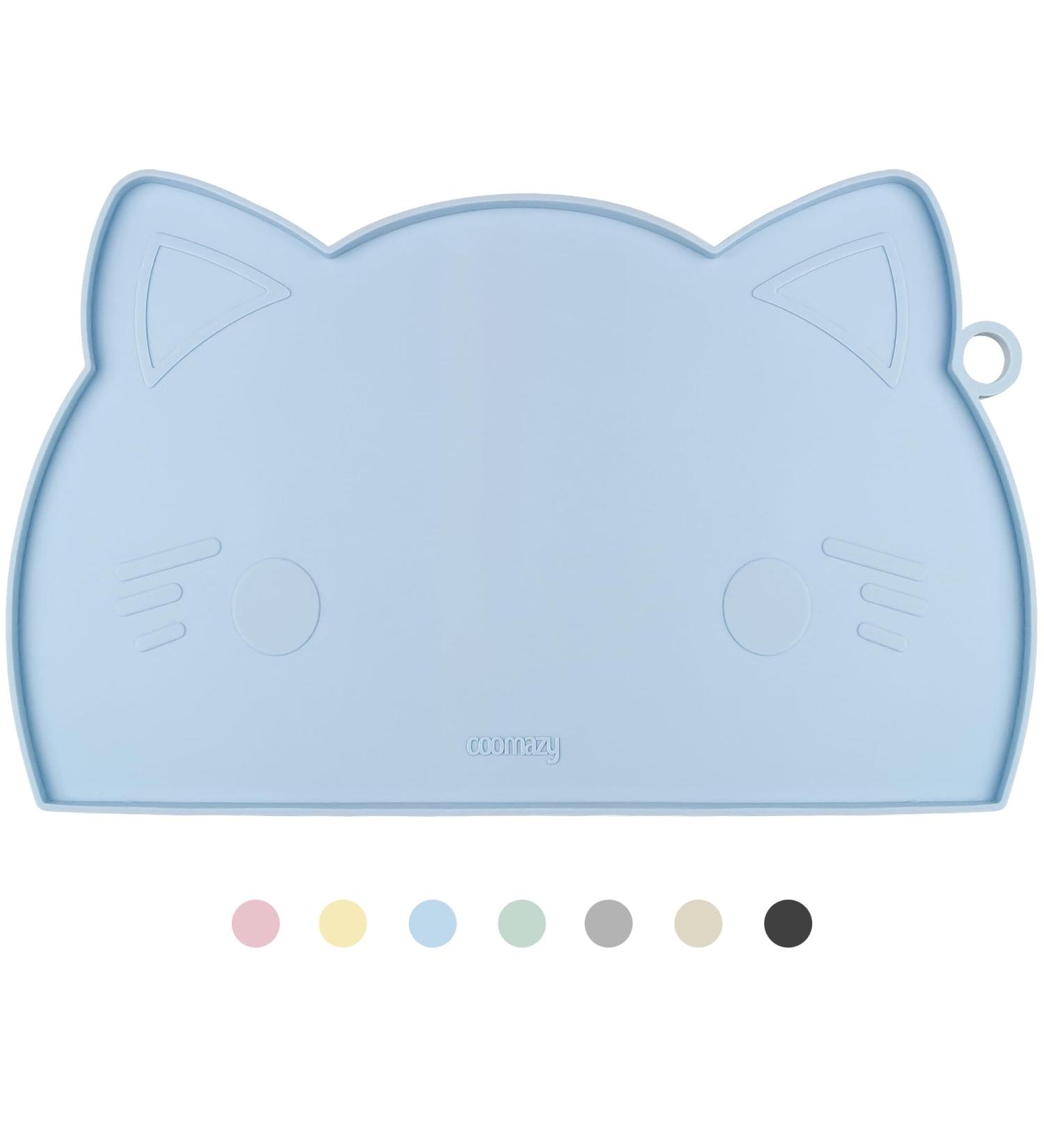 Coomazy Cat & Dog Bowl Mat - Silicone Lining Non-Slip Feed Mat (45x26cm Blue) for Easy Clean & Spill Prevention - Buy Online on GoSupps.com