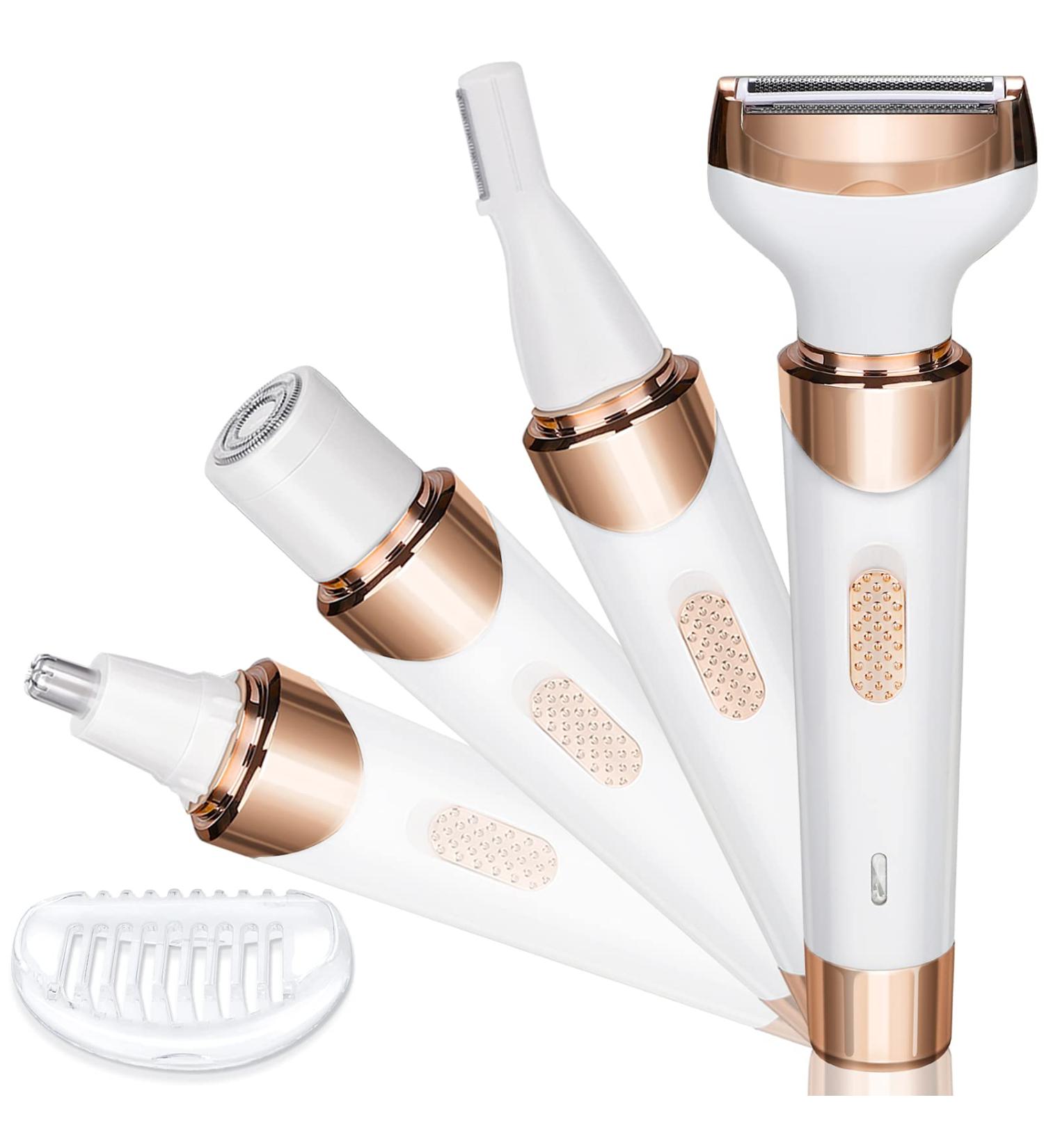 Smatise 4-in-1 Electric Razor for Women - Wet & Dry Cordless Hair Remover for Pubic Hair, Eyebrow, Nose, Face, Legs, Underarms - Portable Bikini Trimmer Rechargeable for Lady Shaving - Buy Online on GoSupps.com