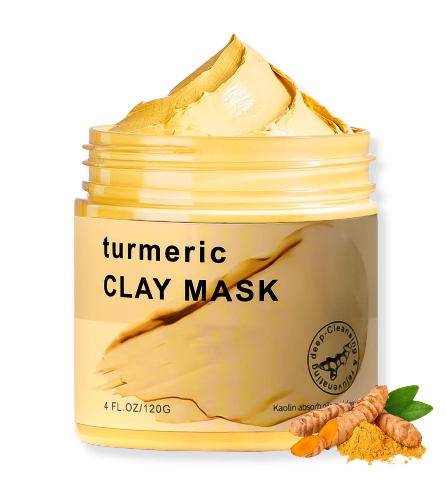 Trendyfave Turmeric Clay Mask - Turmeric Clay Face Mask Controlling Oil Clay Mask For Deep Cleansing Hydrating Face Mask Improve Pore Blemish Acne-Prone & Oily Skin Face Masks skincare 120g - Buy Online on GoSupps.com