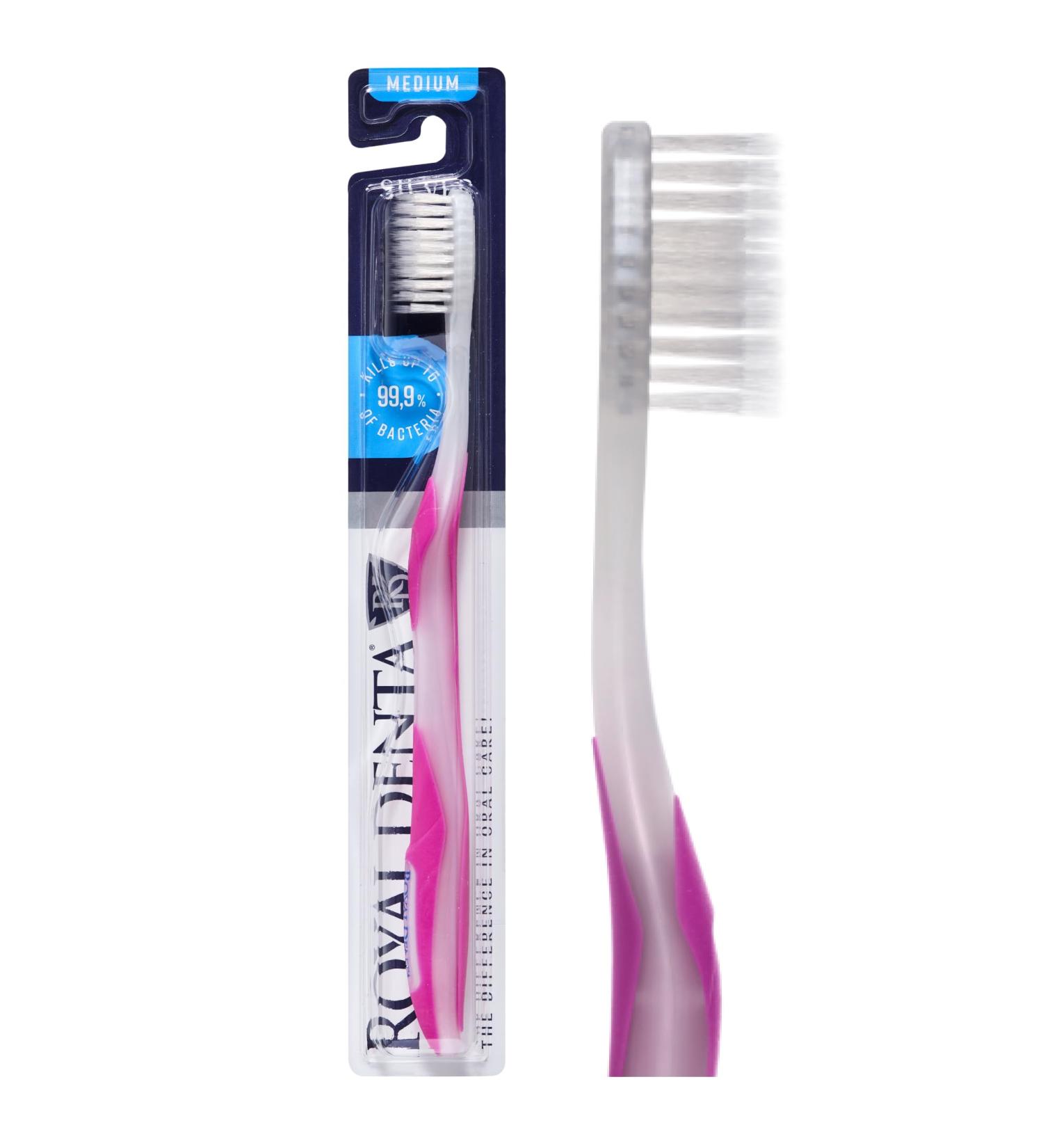 Royal Denta Nano Silver Toothbrush - Medium Pink for Superior Oral Care | International Shipping Available - Buy Online on GoSupps.com