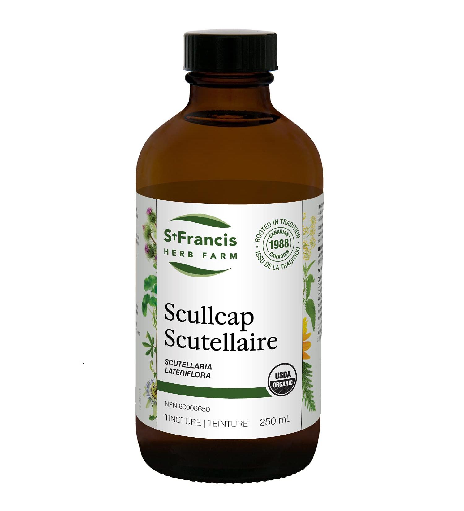 St. Francis Herb Farm Scullcap Herbal Tincture Liquid | Used to Help Relieve Nervousness | Used as a Sleep Aid | Helps Relieve Menstrual Pain | Organic | Non-GMO | Lactose-Free | (250ml) 250 ml (Pack of 1) - Buy Online on GoSupps.com