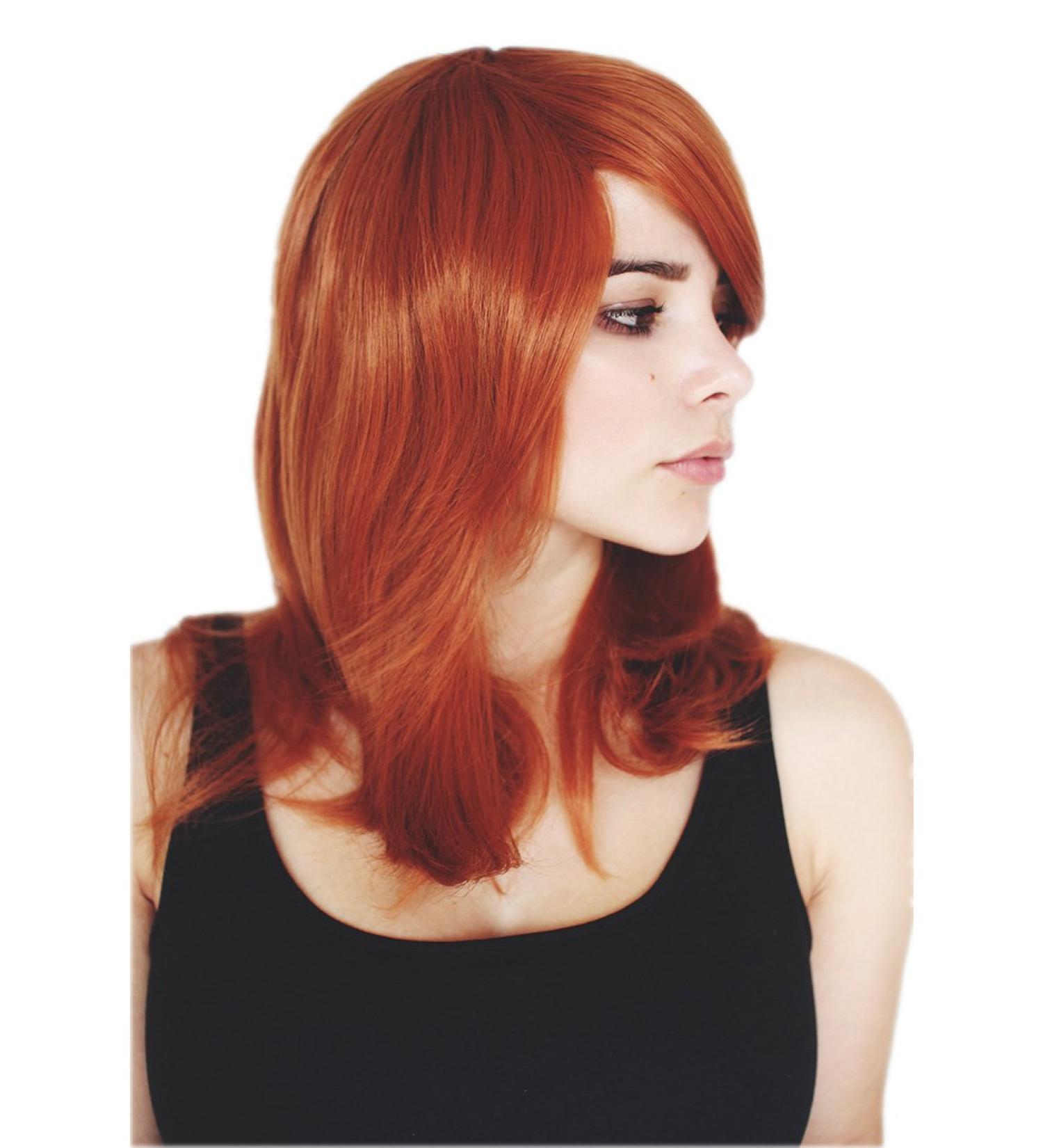 Prettyland Copper Red Orange Medium Length Straight Wig - Layered Slightly Wavy Nami Cosplay Wig C501 for International Shipping - Buy Online on GoSupps.com