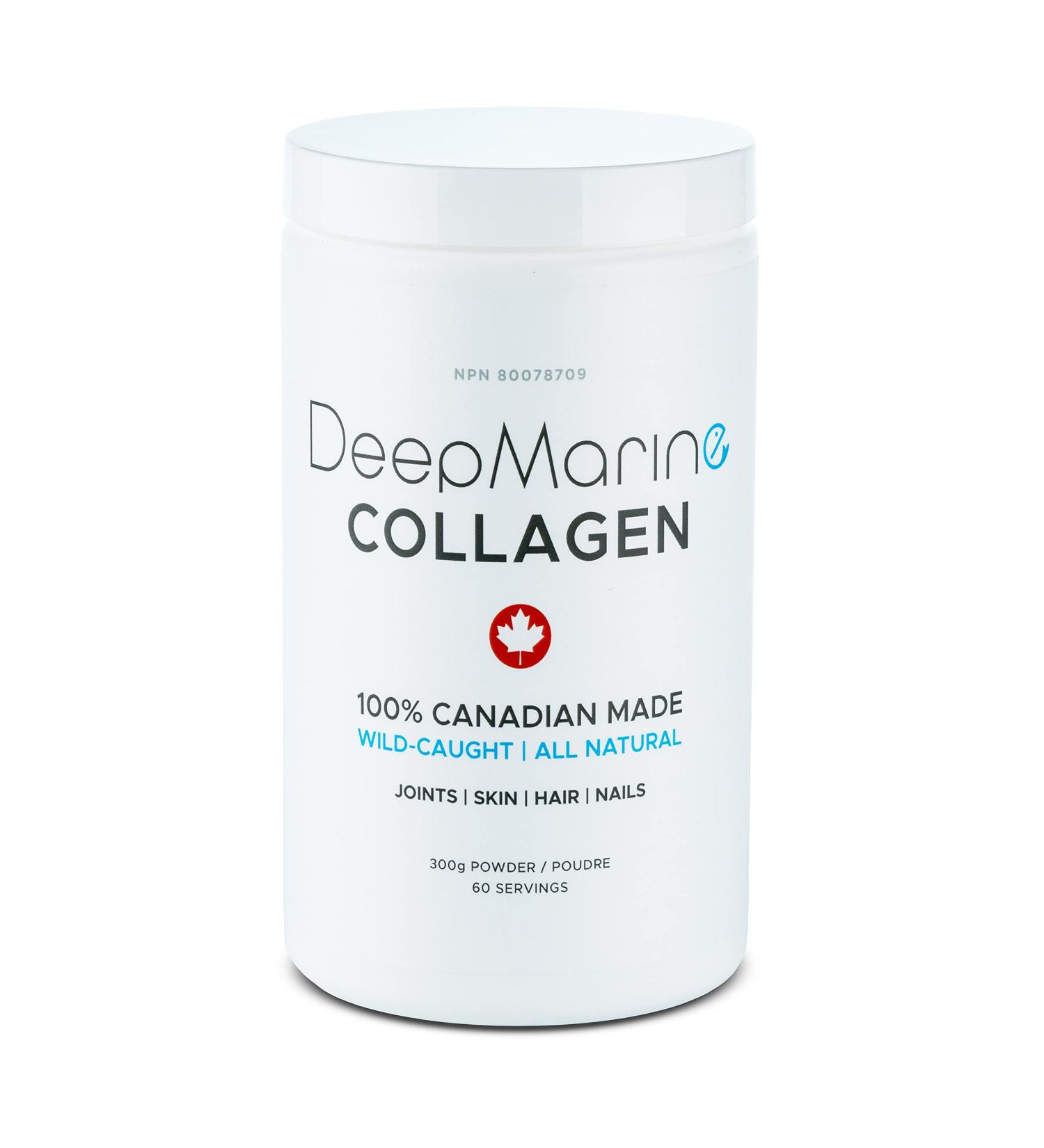 DeepMarine Collagen 100% Canadian Made Collagen Peptides Wild-Caught Collagen Powder Hydrolyzed Marine Collagen - Gluten-free Tasteless Odourless Keto and Paleo Friendly (60 Day Supply (300g)) - Buy Online on GoSupps.com