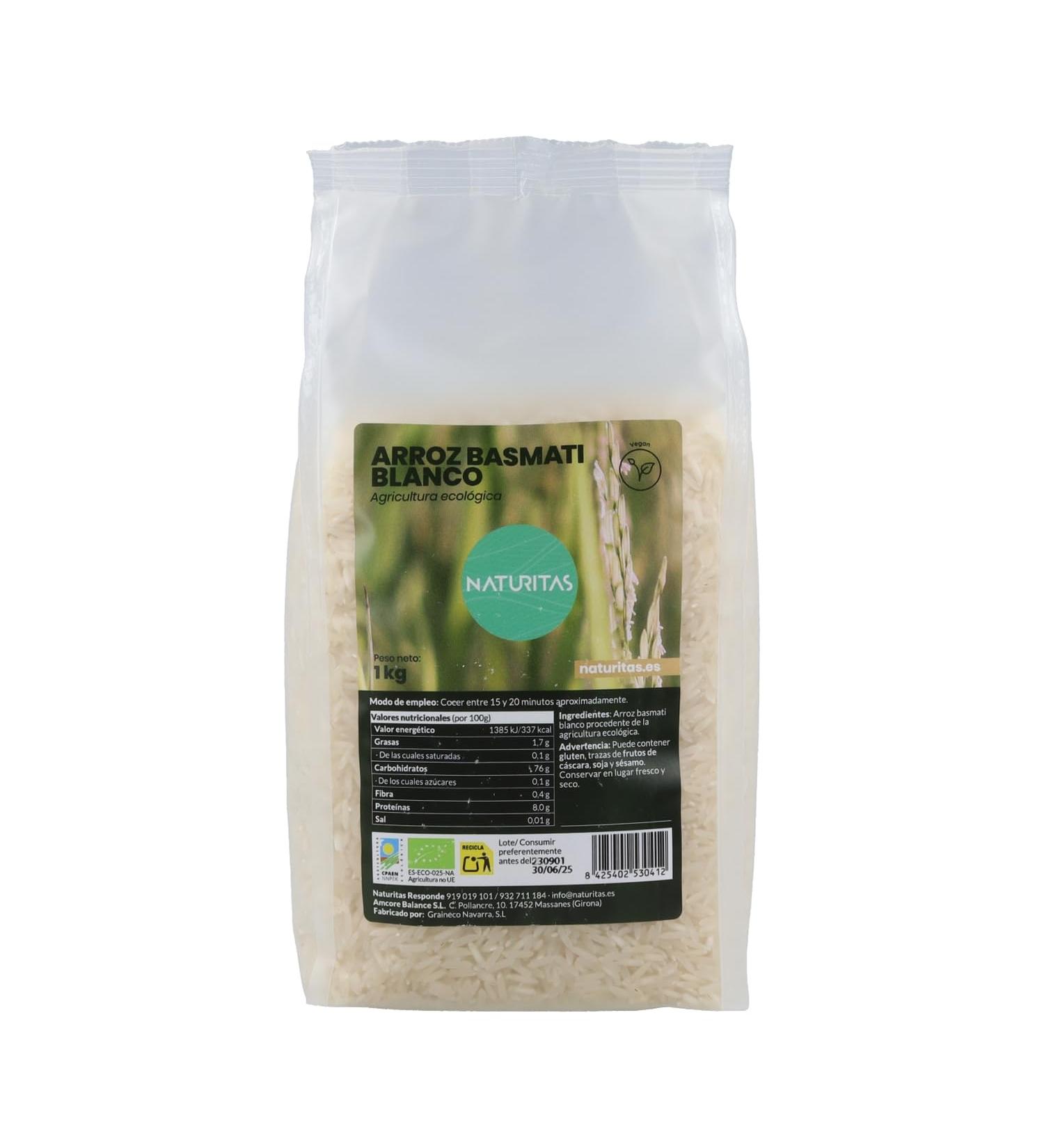 Naturitas Naturites Organic Basmati White Rice 1kg | Aromatic Rice | Versatile | Organic | Vegan