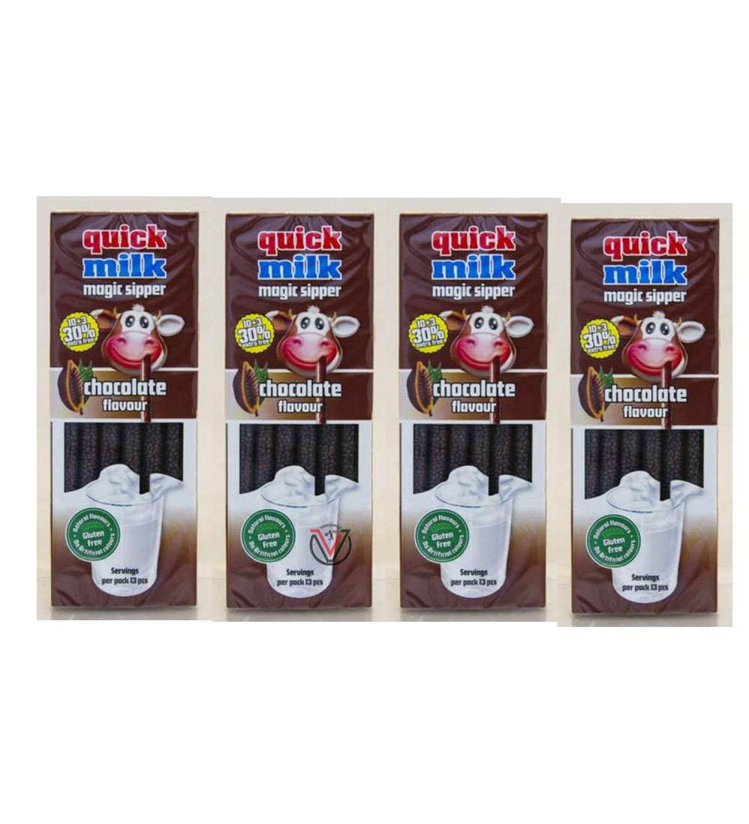 04 x Quick Milk Magic Sipper Choc Straws - Chocolate Flavour - Buy Online on GoSupps.com