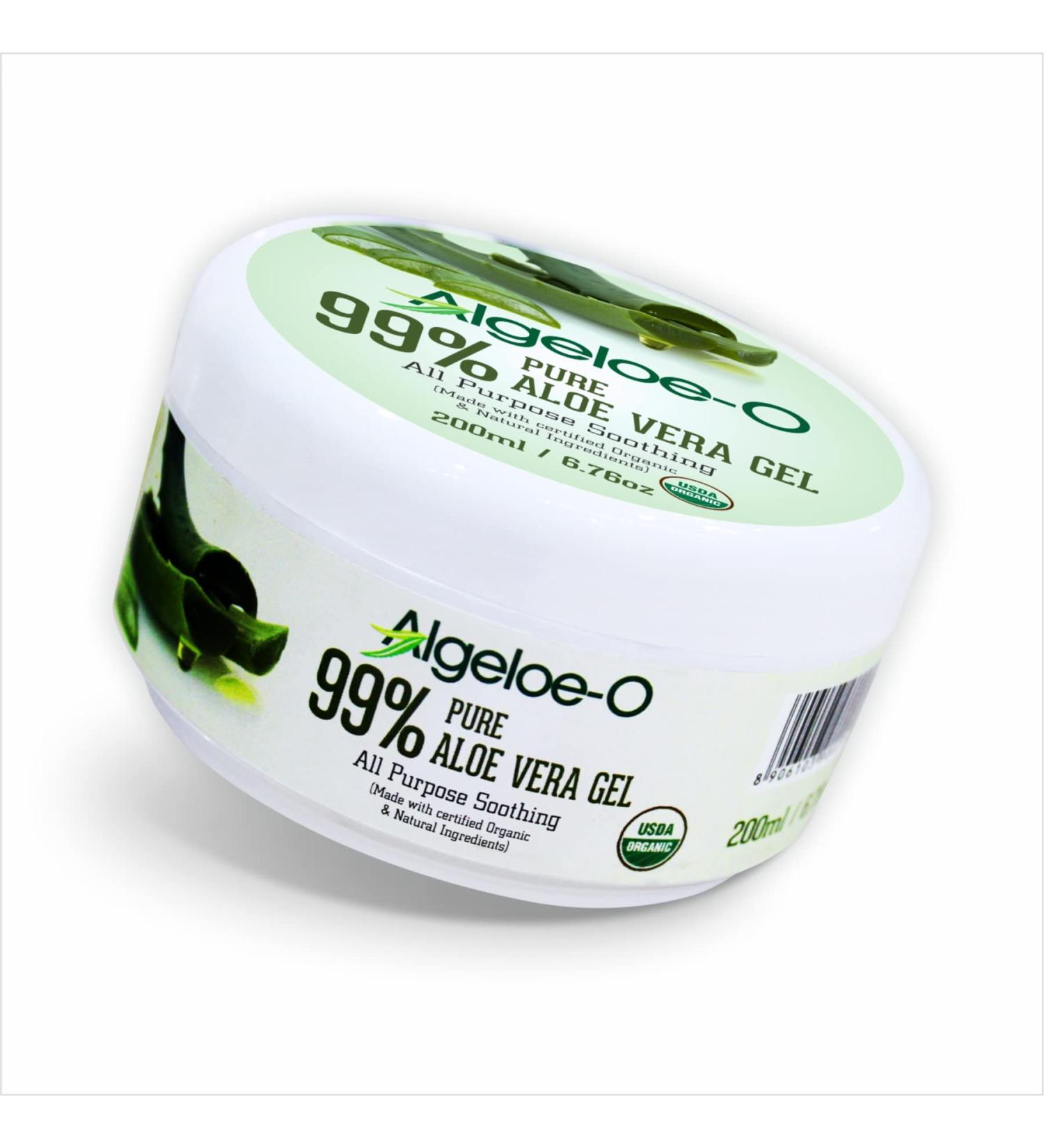 Algeloe-O Organic Aloe Vera Gel 99% Pure Natural - USDA Certified - 200ml/6.76oz - Buy Online on GoSupps.com