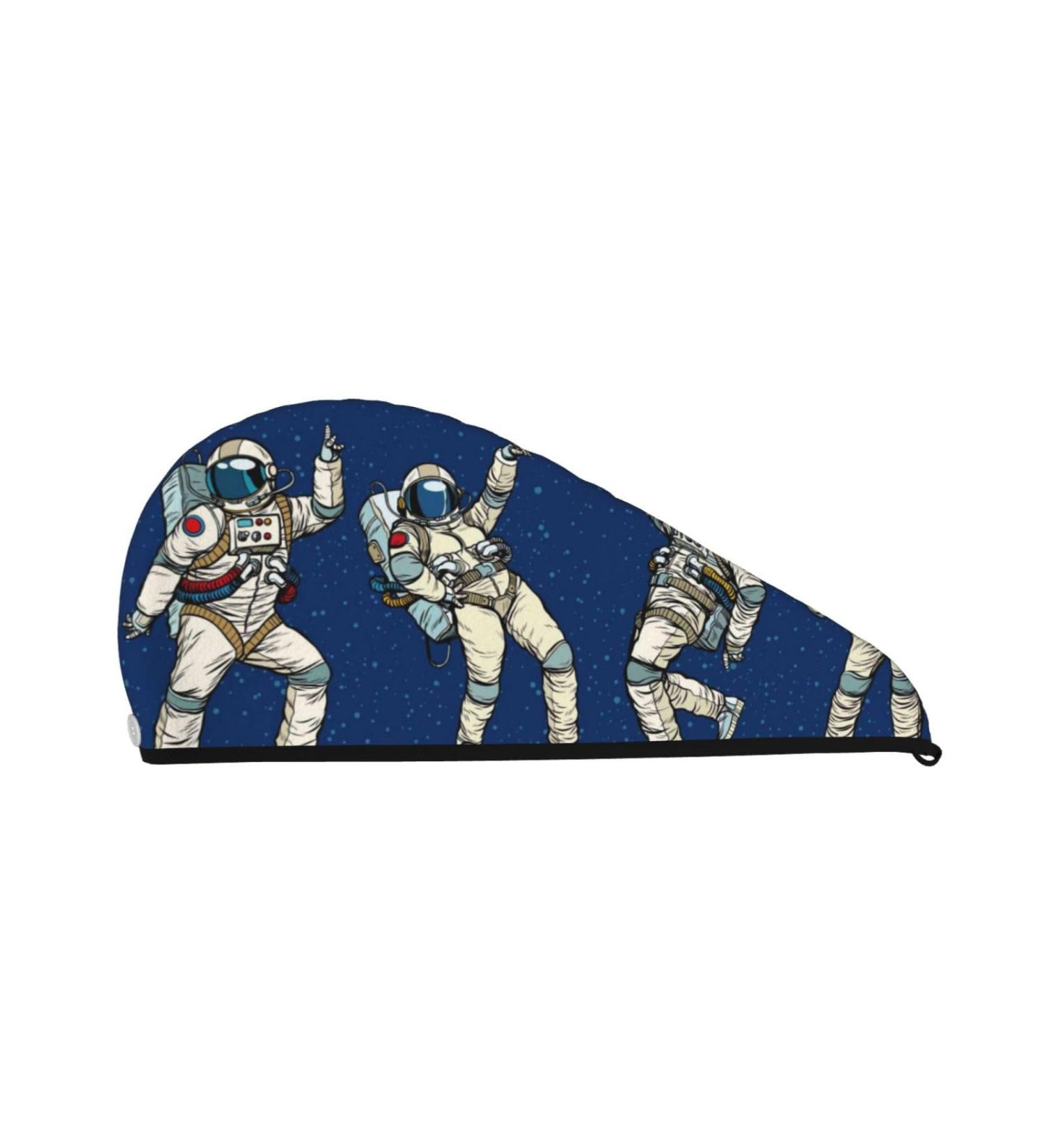 Disco Party Astronaut Dancing Hair Towel | Soft Absorbent Coral Velvet Wrap for Long Curly & Thick Hair - Quick Dry Microfiber Cap for Women - Buy Online on GoSupps.com