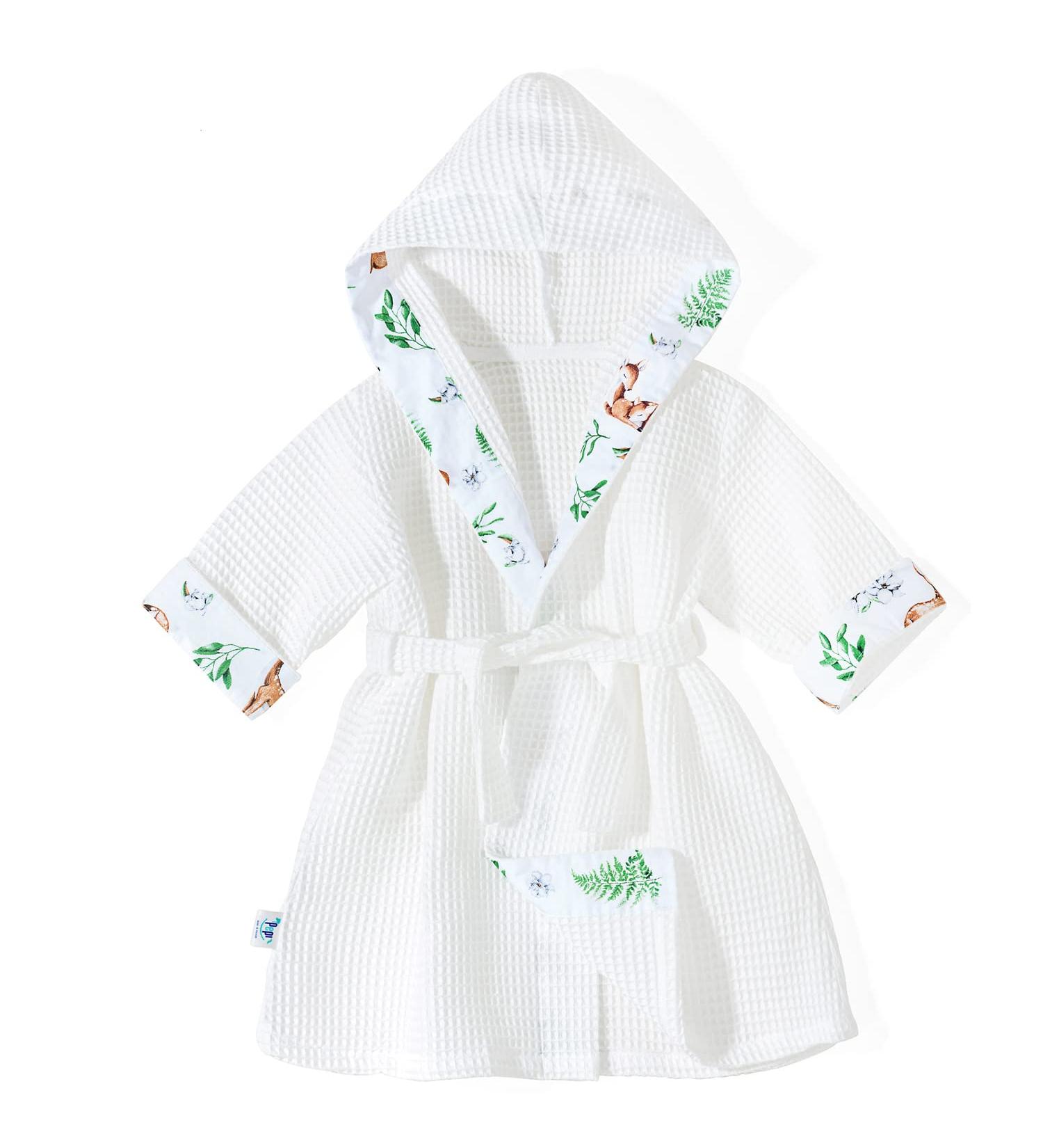 Pepi 100% Cotton Unisex Children's Bathrobe - Baby & Kids Hooded Bathrobe Made in Poland | Forest Time Size L - Buy Online on GoSupps.com