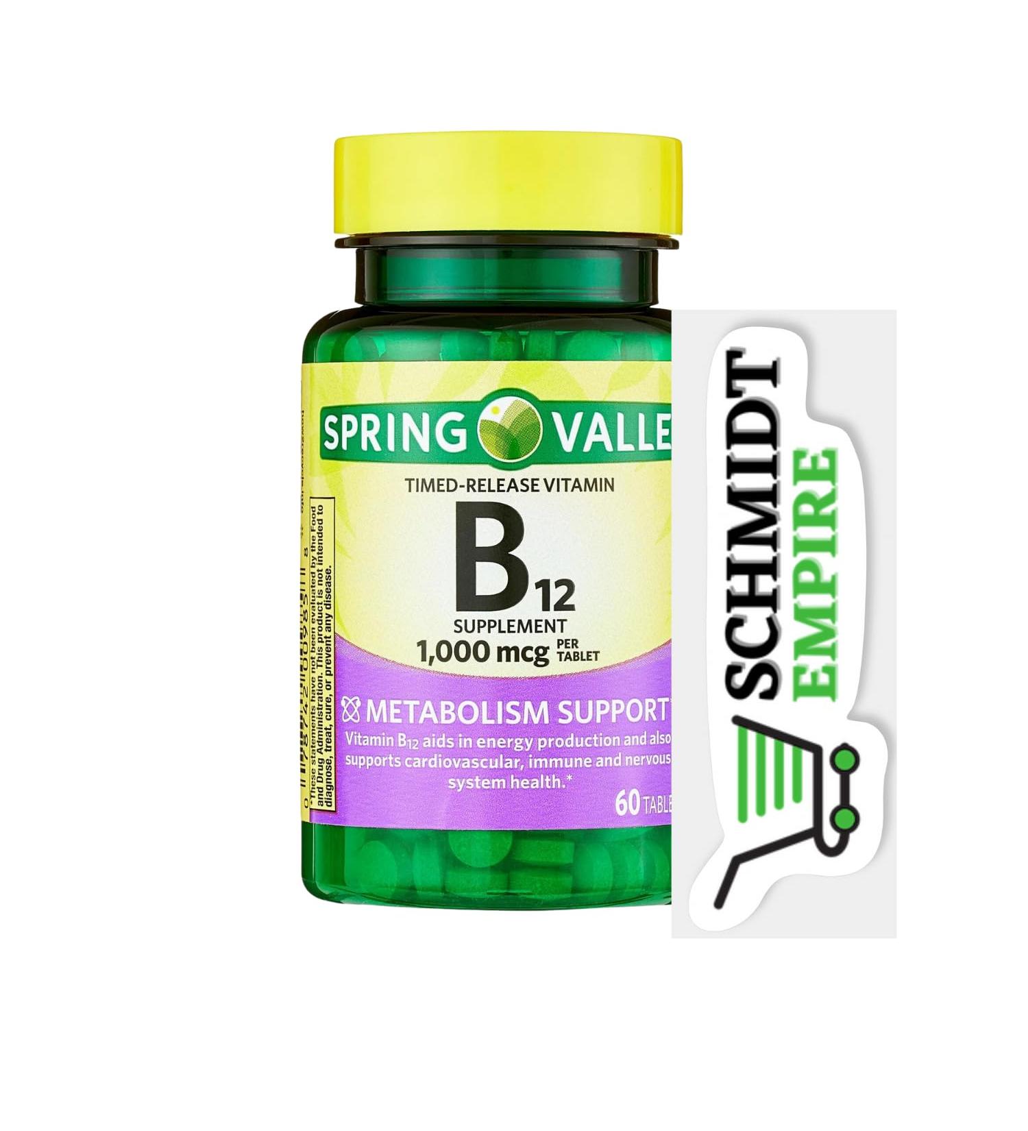 Spring Valley SCHMIDT EMPIRE Vitamin B-12 1000mcg Timed Release - 60 Tablets - Buy Online on GoSupps.com